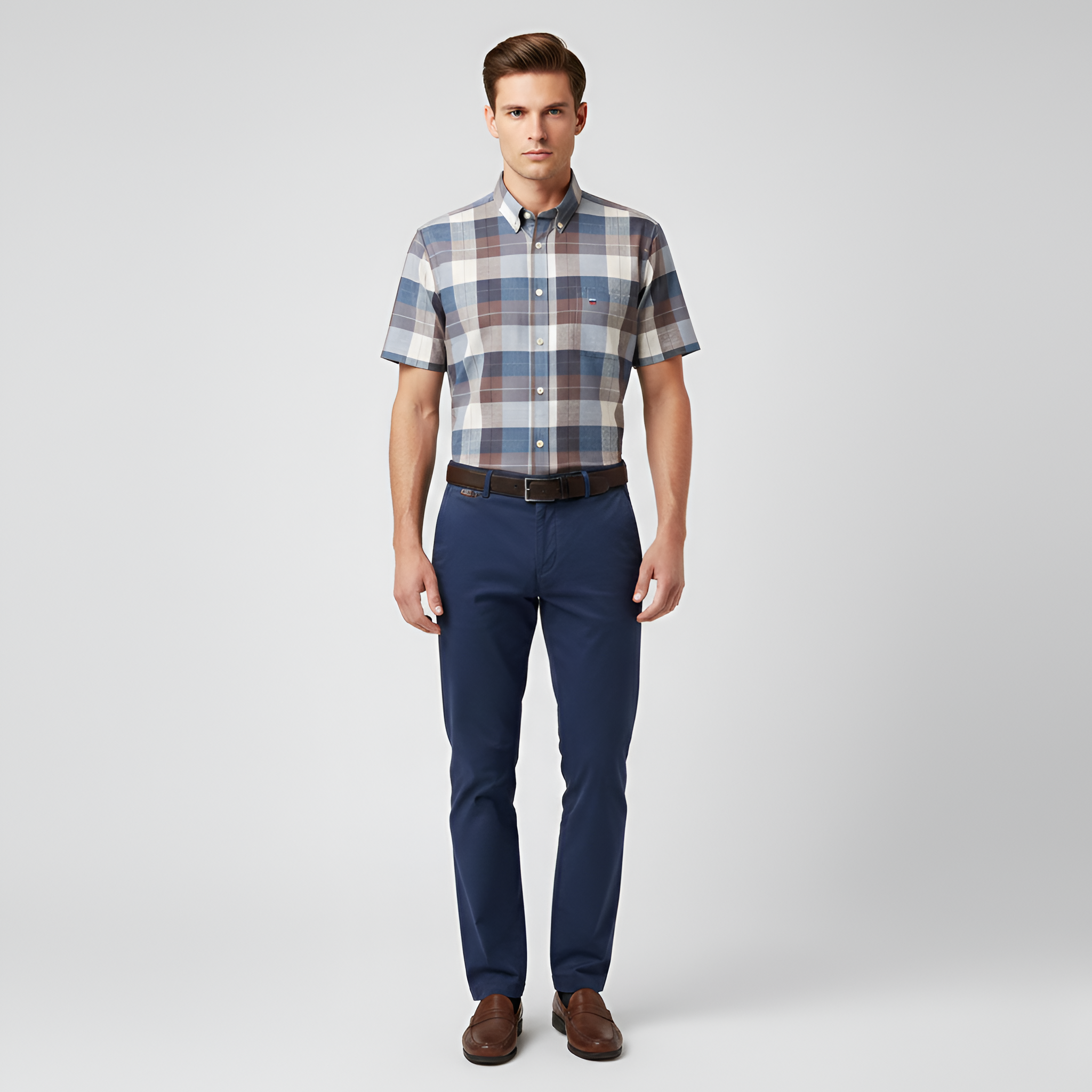 Chemise homme Bellivaro à manches courtes en coton avec fermeture à boutons et col classique