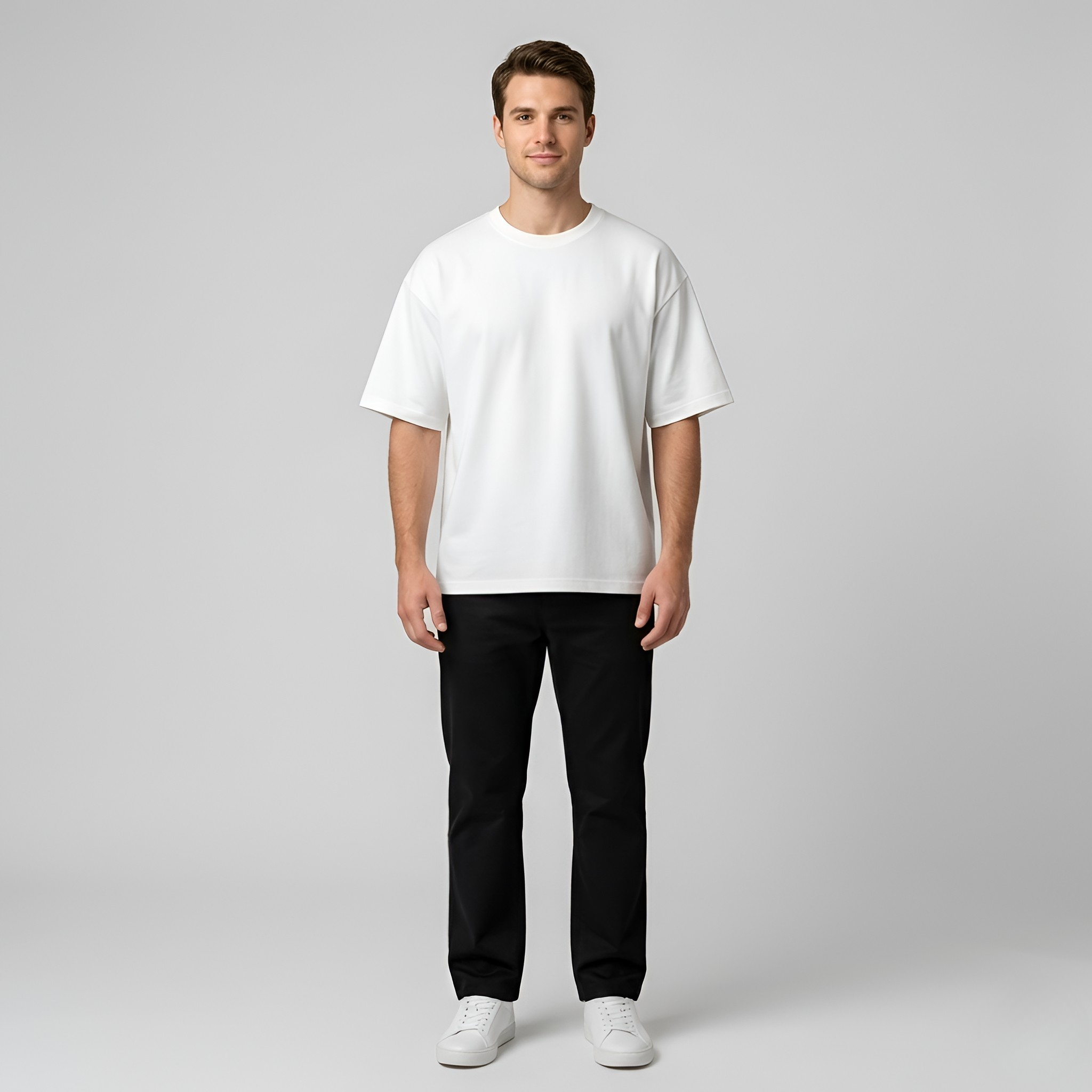 Herre T-shirt i bomuld kortærmet basic T-shirt med rund hals afslappet pasform