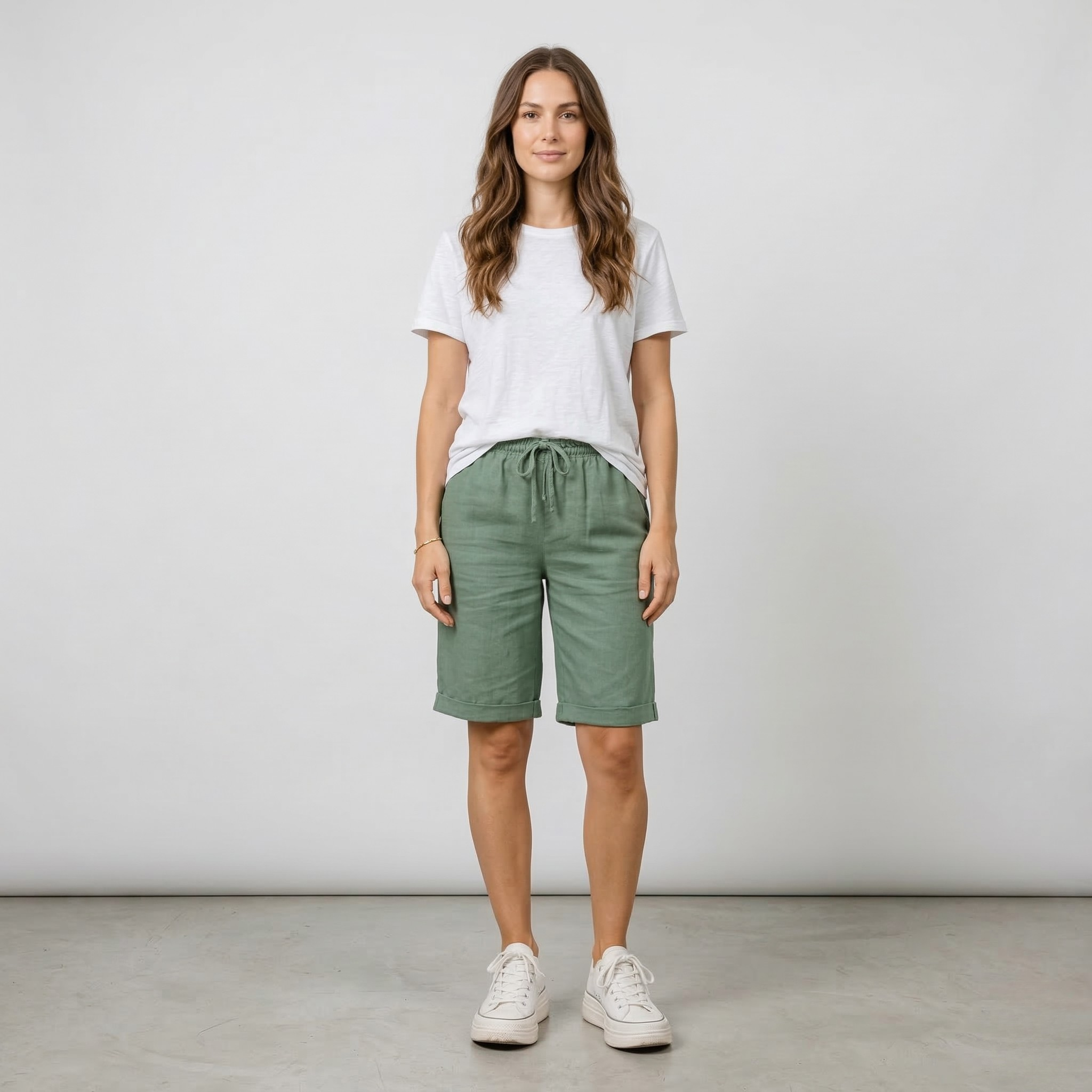 Calções Dame Hør com Cintura Elástica Calções de Verão para Lazer e Férias