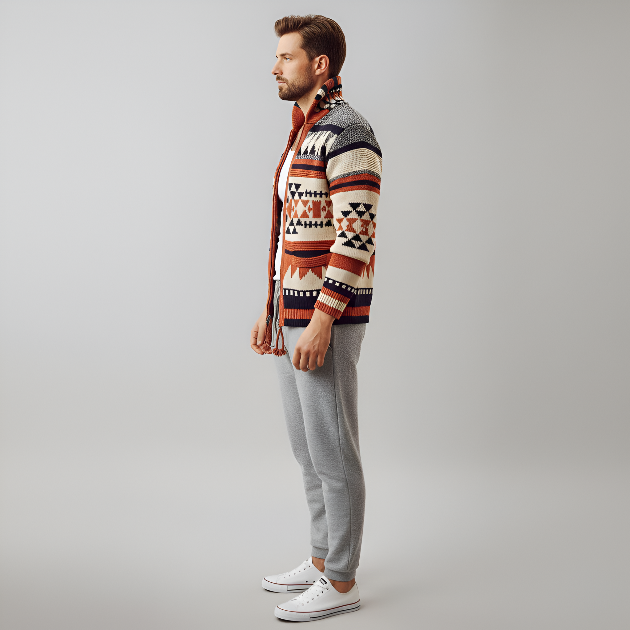 Bellivaro ανδρική πλεκτή ζακέτα με ρετρό σχέδιο