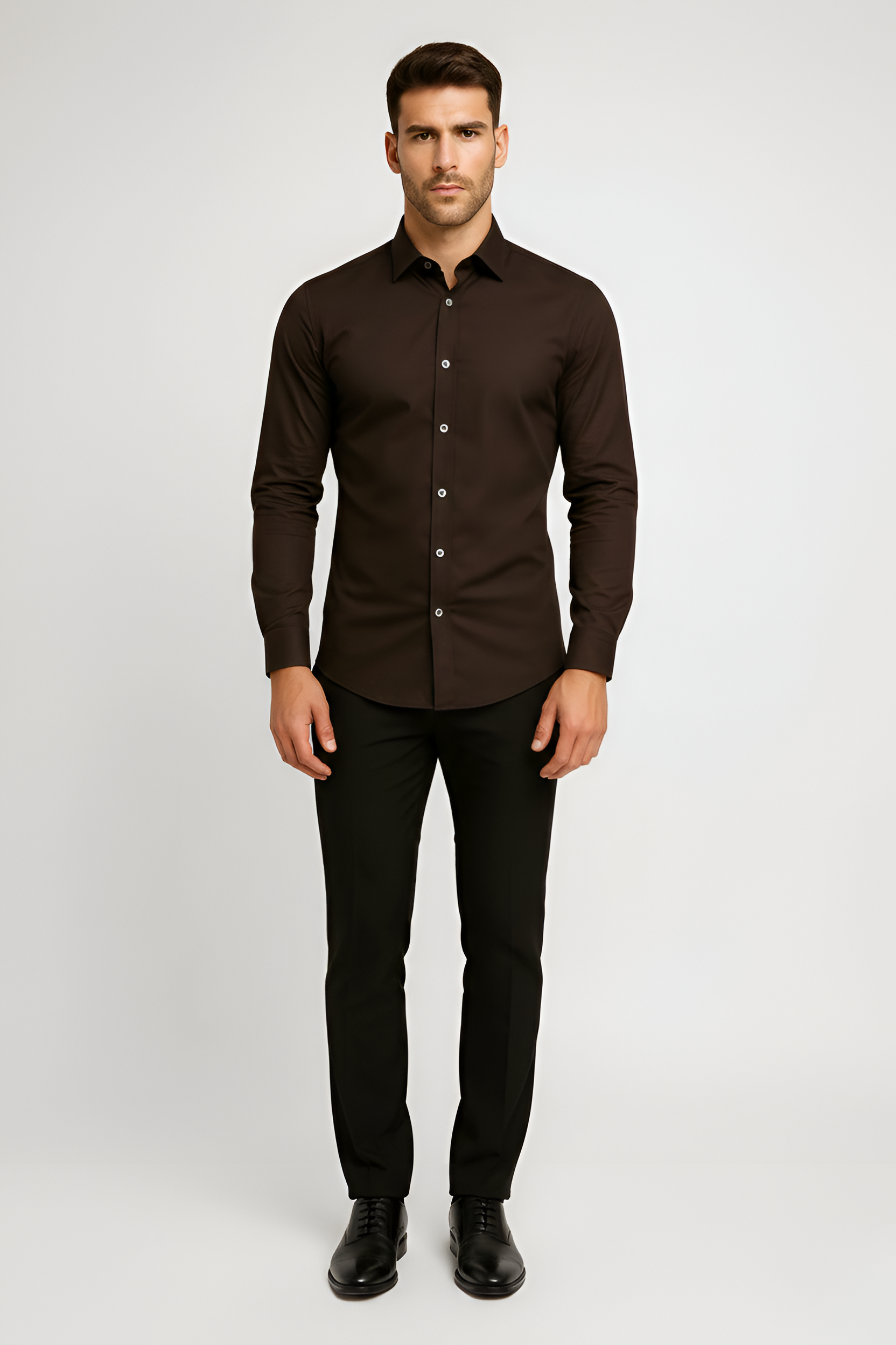 Férfi ing hosszú ujjakkal és karcsúsított szabással, pamutból