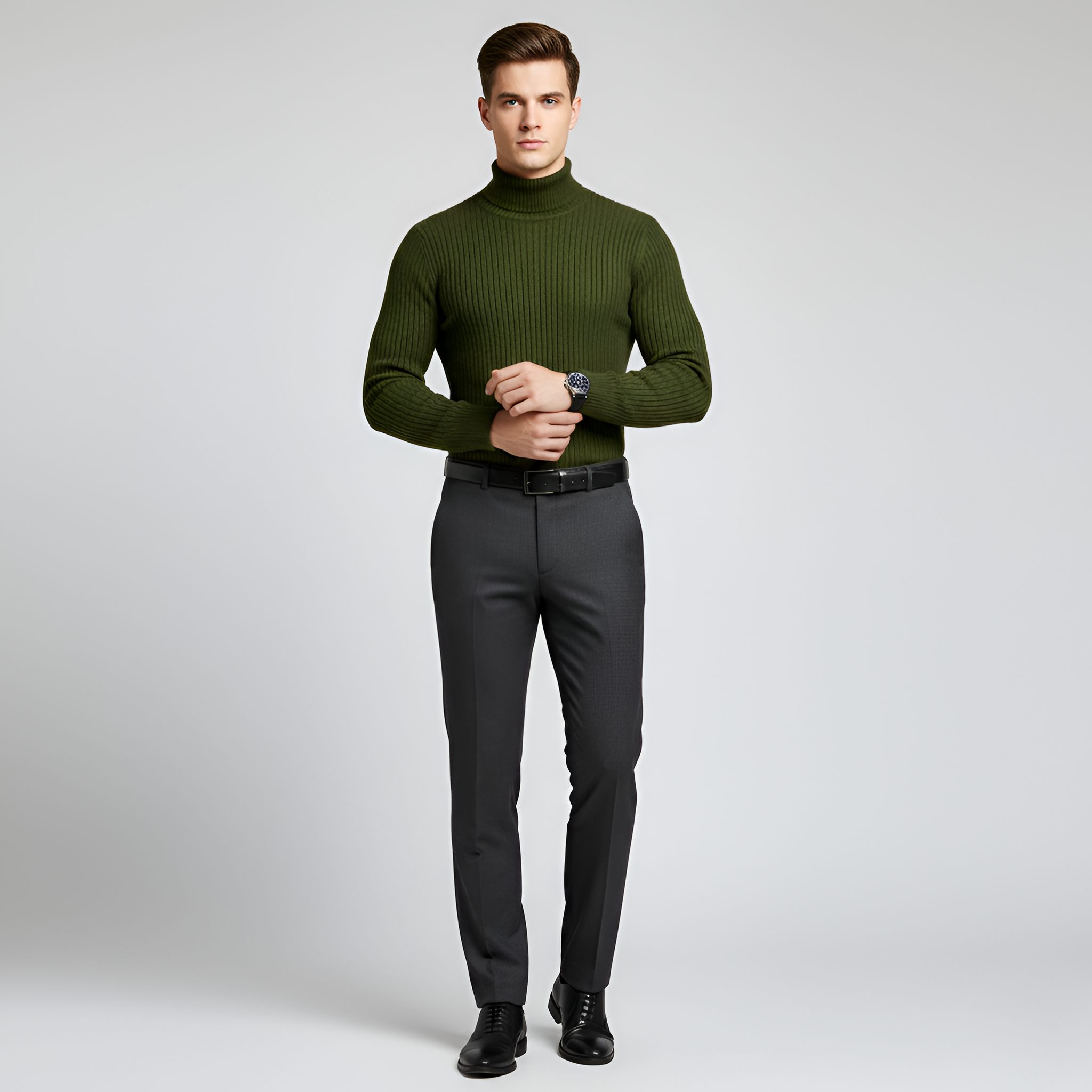 Bellivaro ανδρικό πουλόβερ με ριγέ λαιμόκοψη σε κλασική εφαρμογή