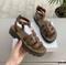 Chunky sandaler til damer med flettet rem