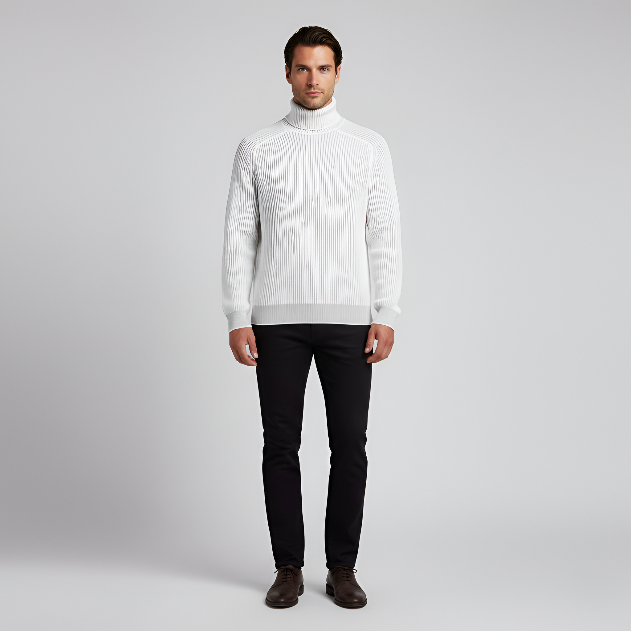 Bellivaro pánsky pletený sveter s rolákom z vlnenej zmesi