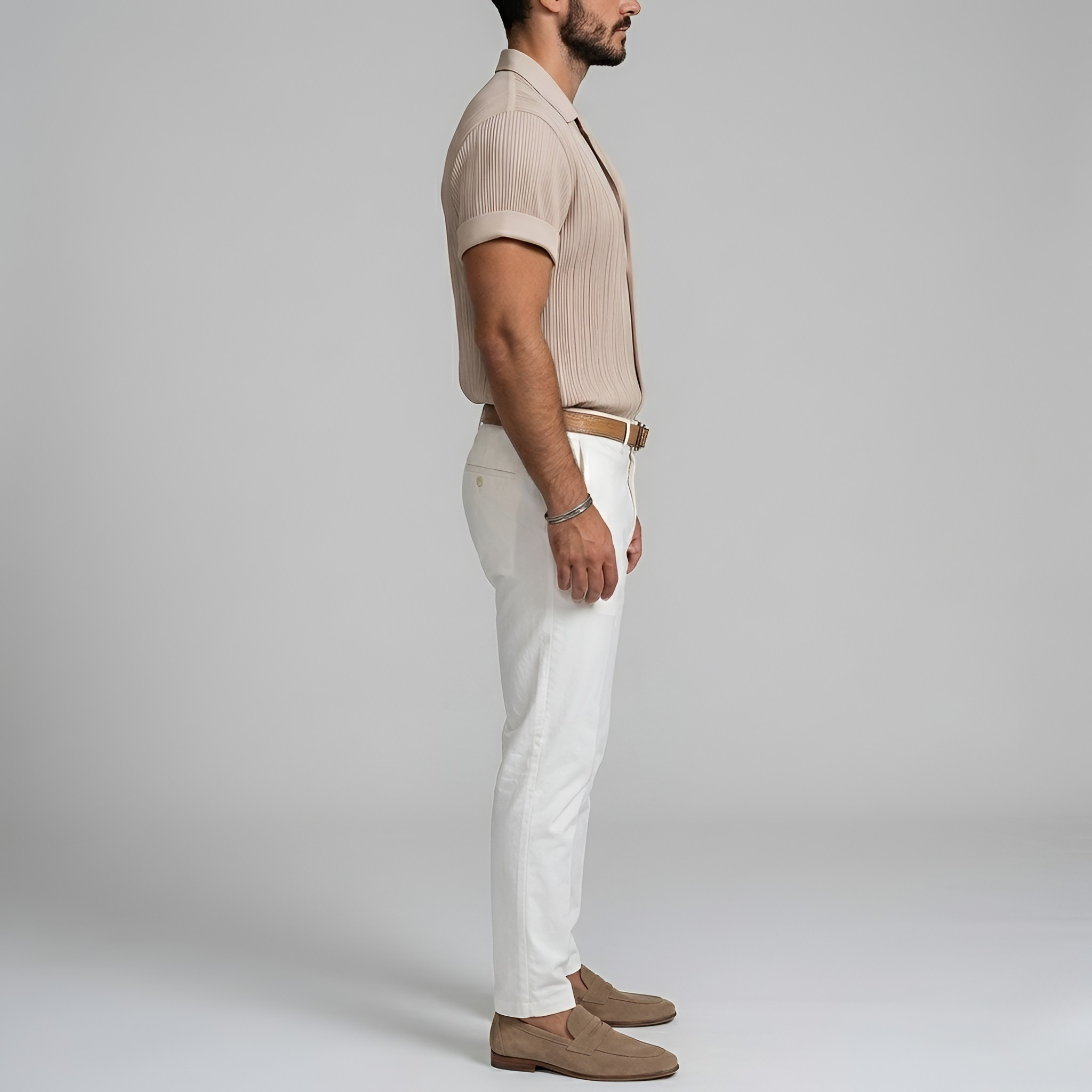 Koszula męska z krótkim rękawem, strukturalna, zapinana na guziki, luźna koszula letnia dla mężczyzn