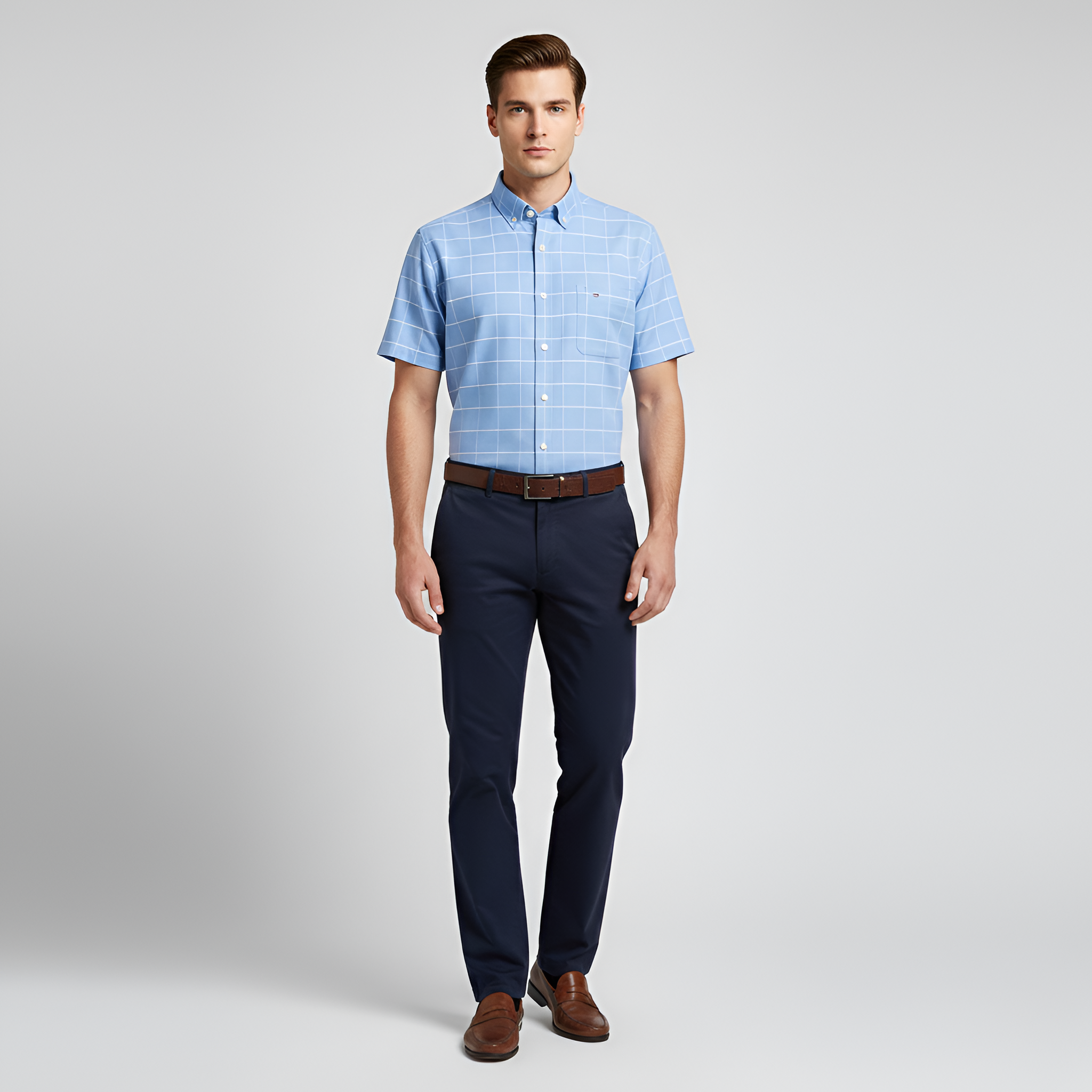 Chemise homme Bellivaro à manches courtes en coton avec fermeture à boutons et col classique