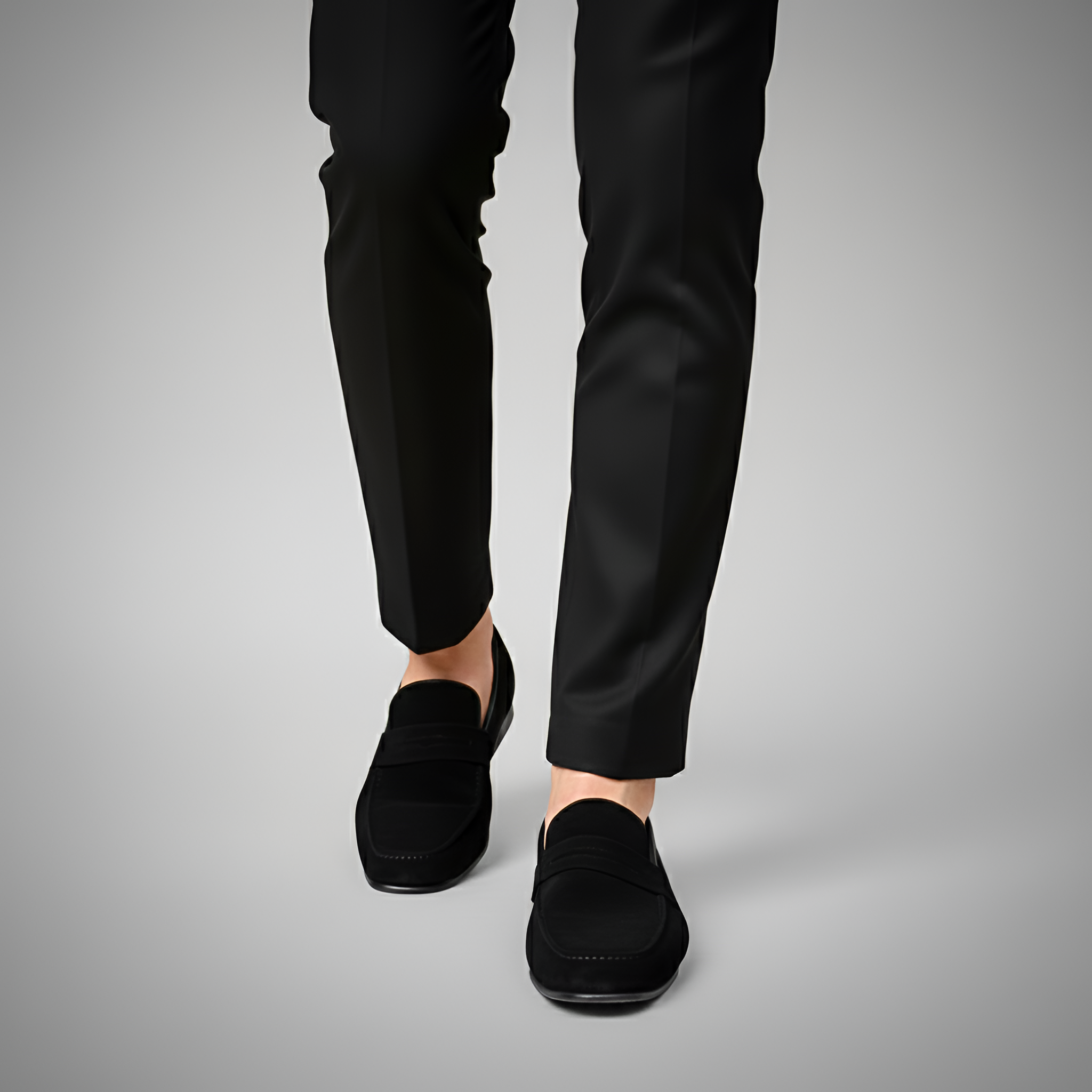 Bellivaro herre loafers i ruskind med slip-on pasform