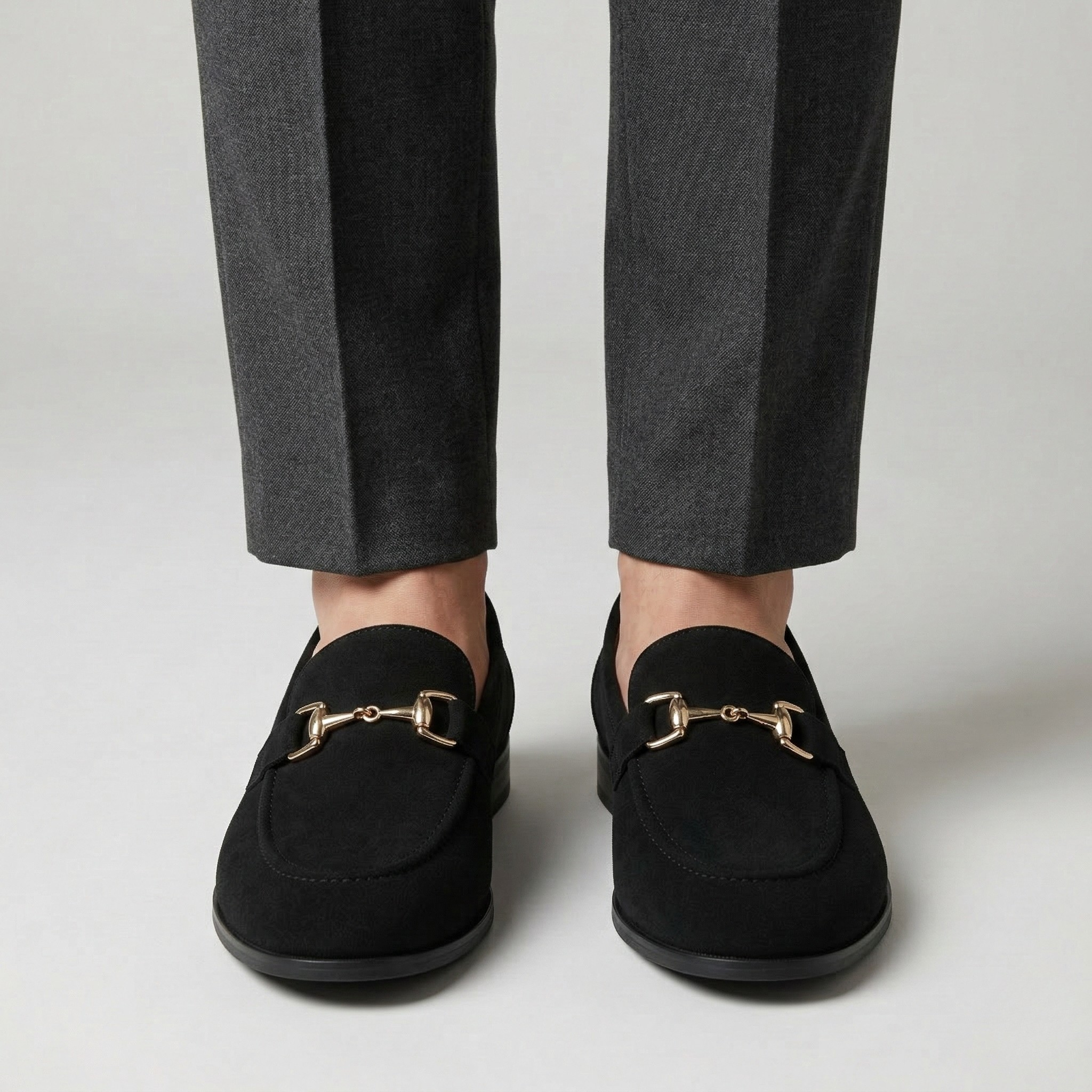 Herre loafers i ruskind med metalspænde elegante slip-on sko til mænd