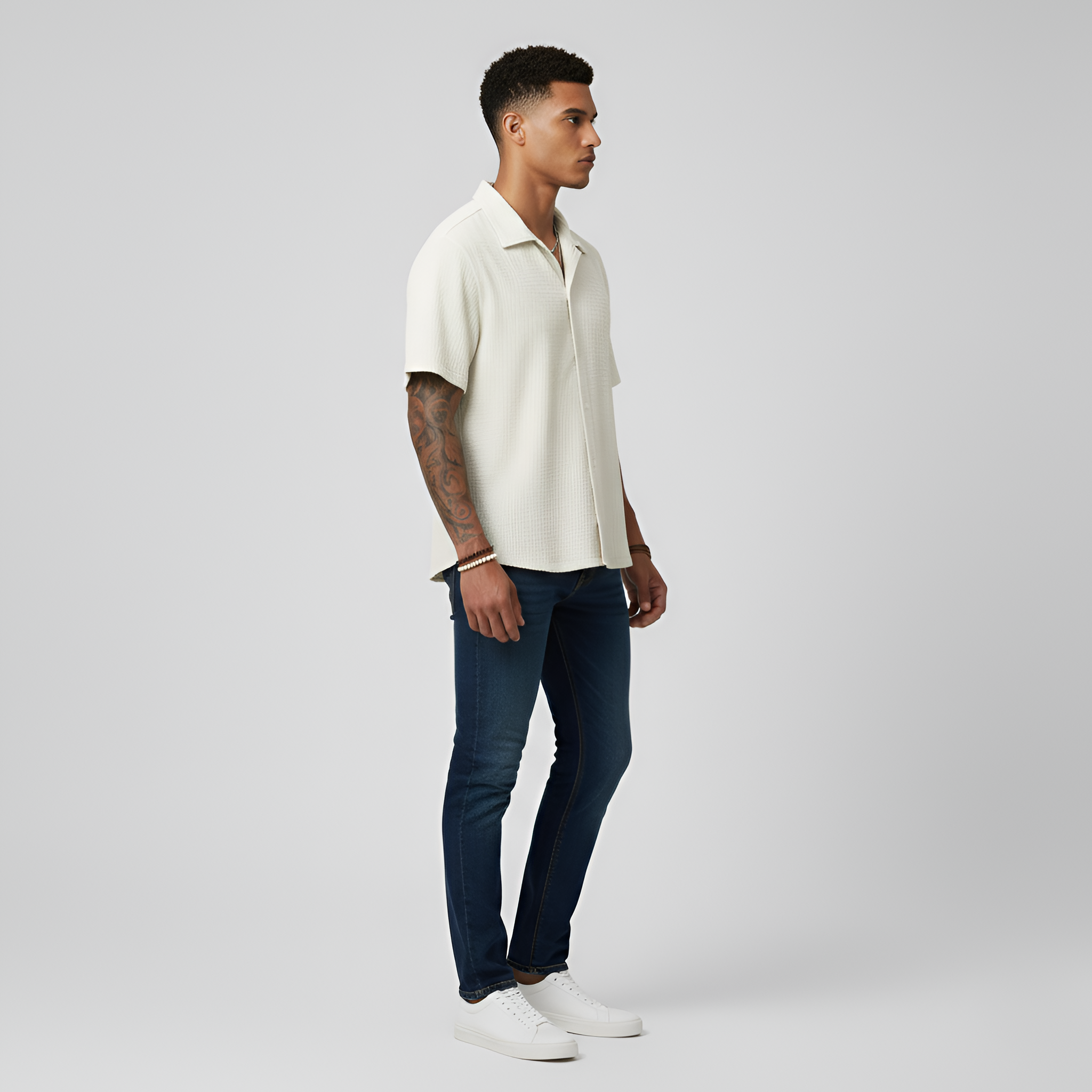 Camicia uomo a maniche corte in cotone con colletto e chiusura con bottoni