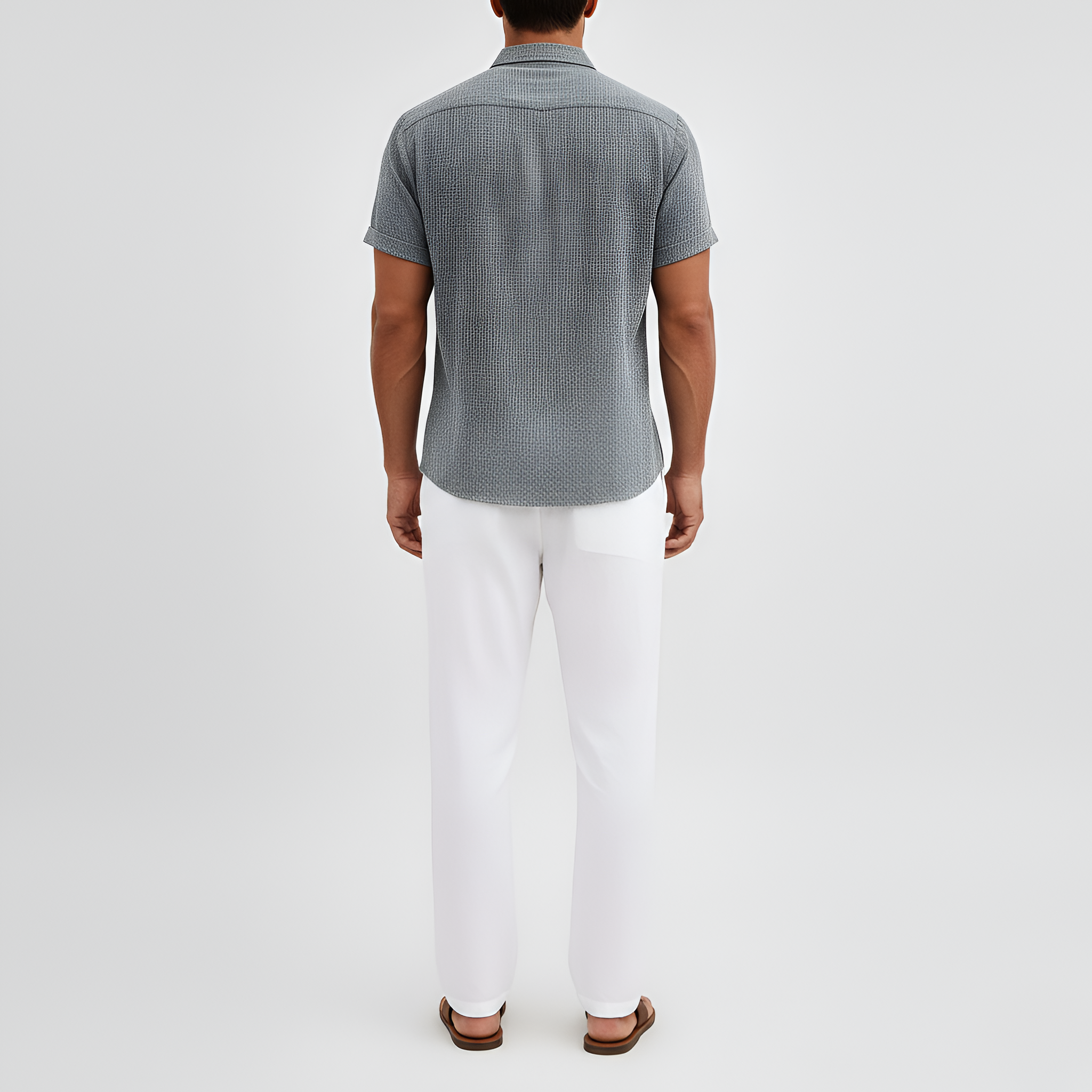 Herre kortærmet skjorte i bomuldsblanding med krave sommer skjorte