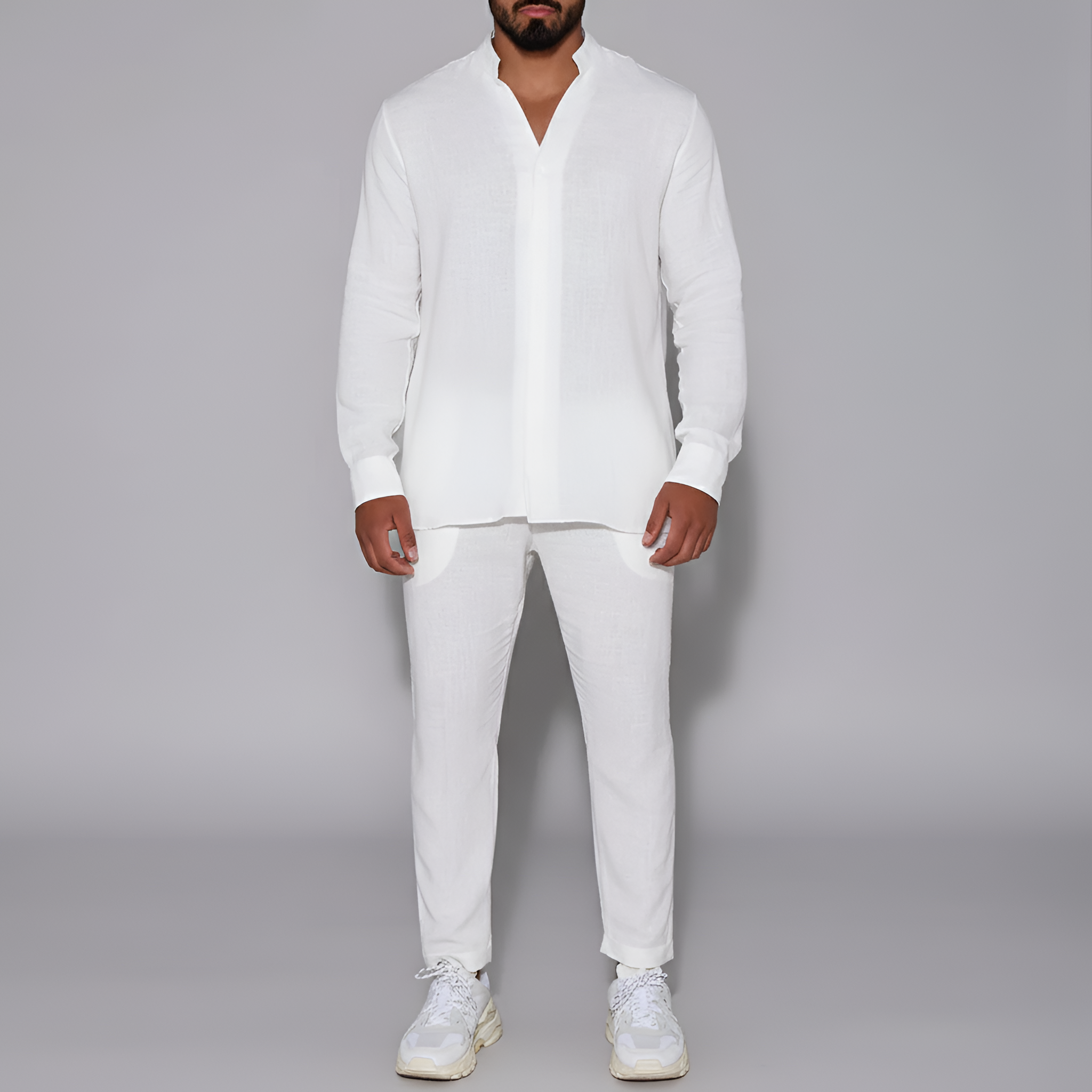 Herre hør sæt med skjorte og bukser langærmet sommer outfit