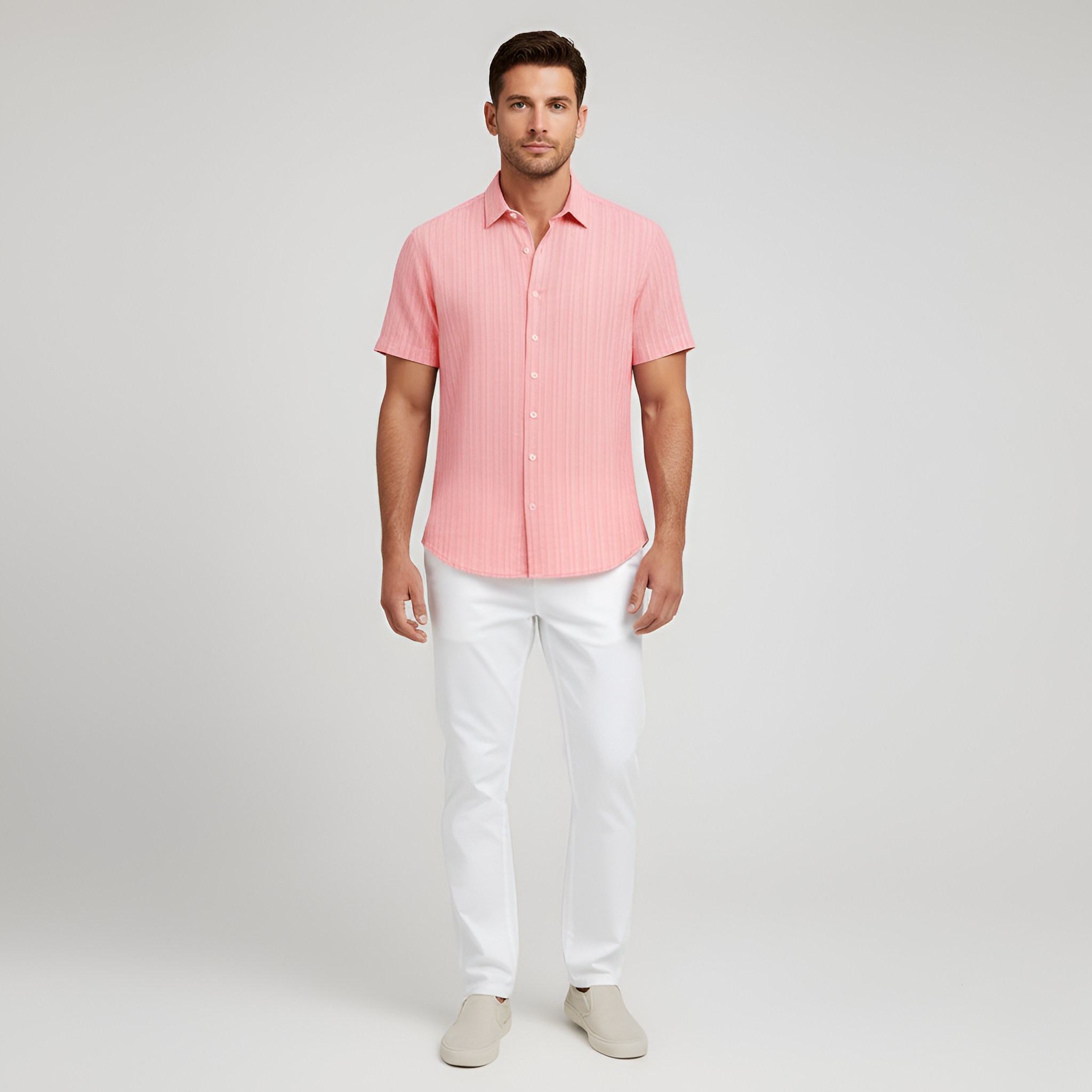 Camicia uomo a maniche corte con colletto e chiusura a bottoni camicia estiva