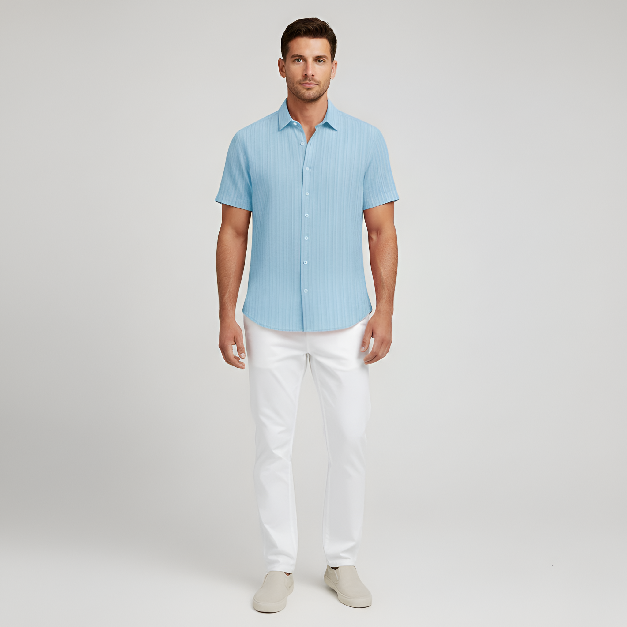 Camicia uomo a maniche corte con colletto e chiusura a bottoni camicia estiva