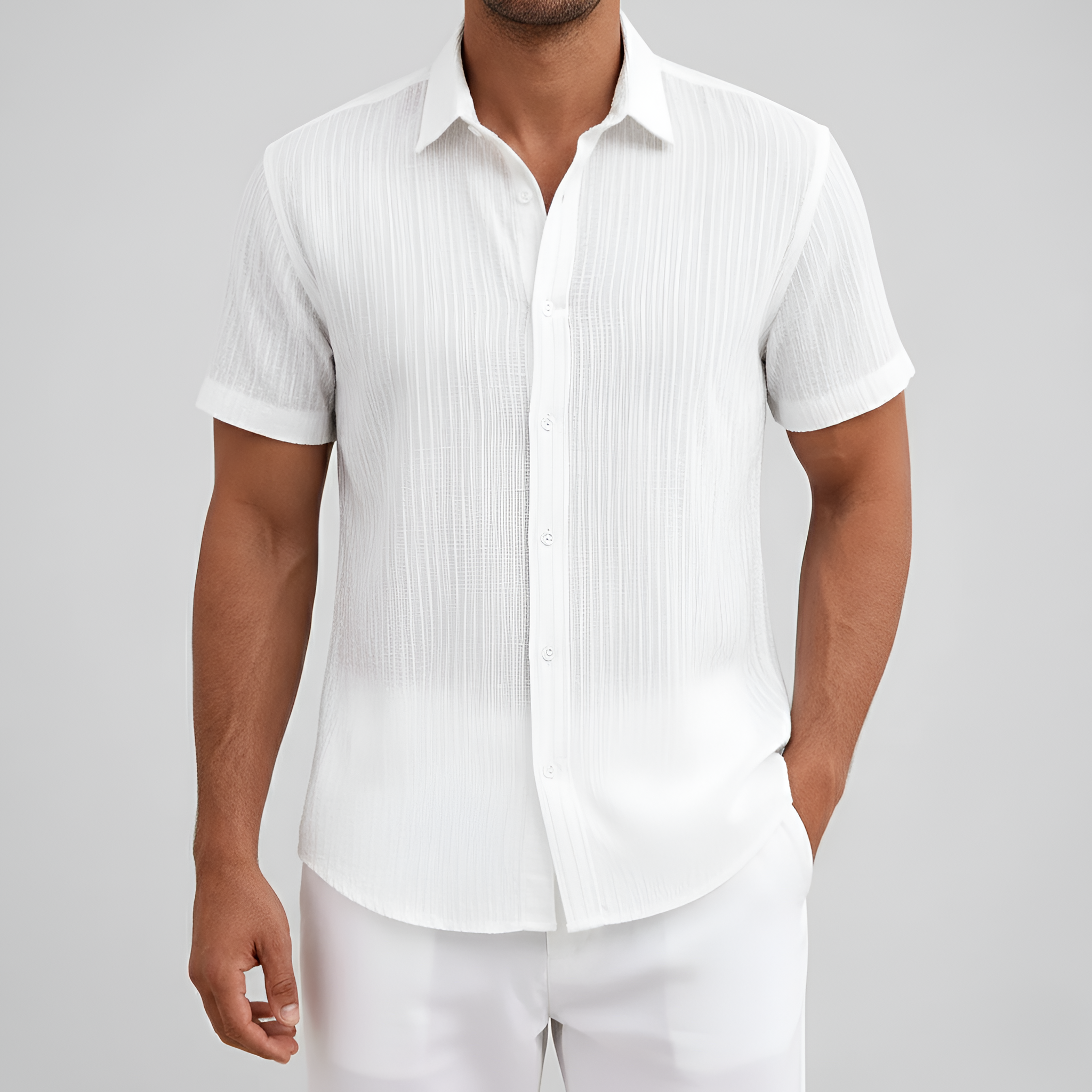 Camicia uomo a maniche corte con colletto e chiusura a bottoni camicia estiva