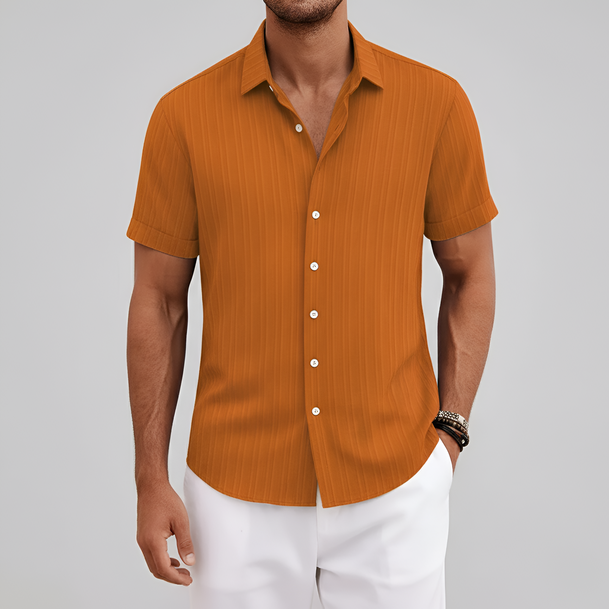 Camicia uomo a maniche corte con colletto e chiusura a bottoni camicia estiva