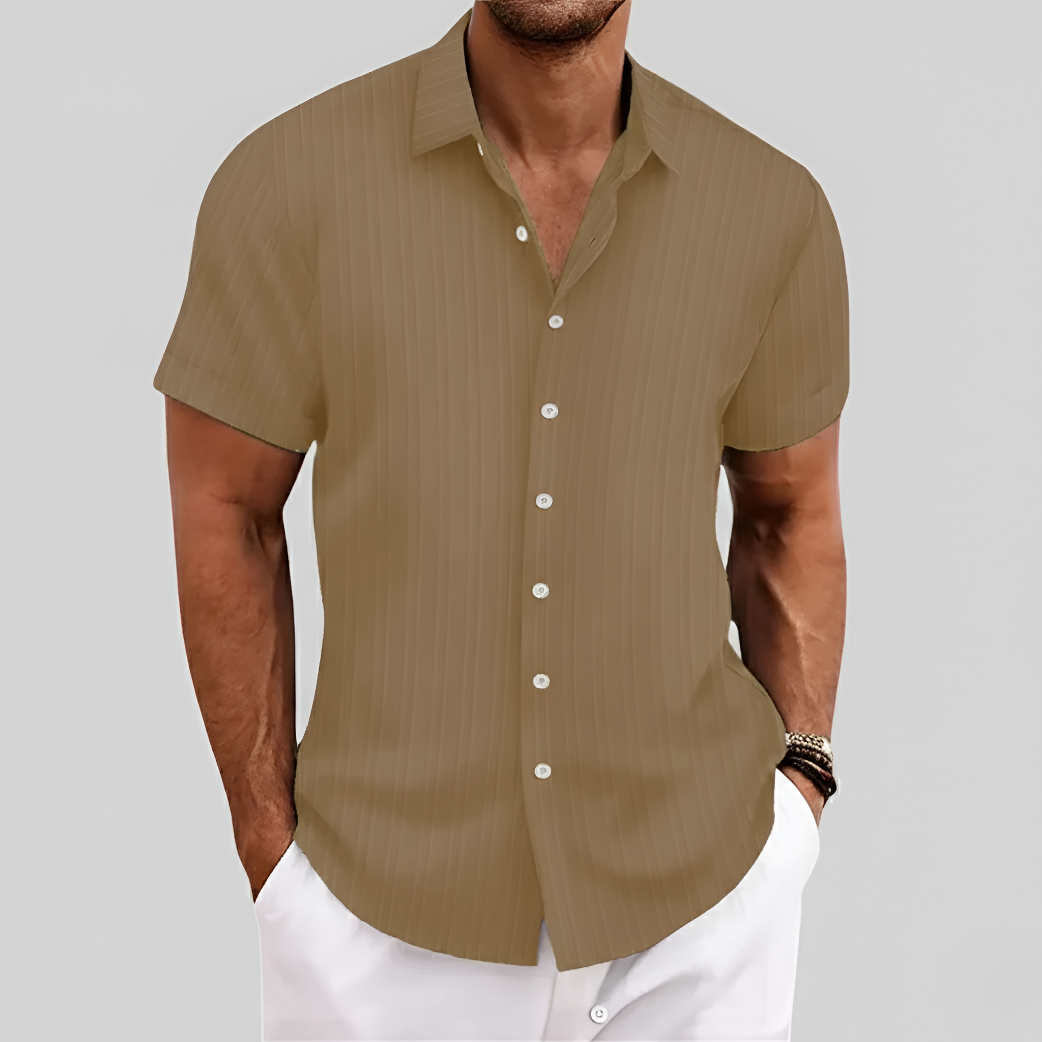 Camicia uomo a maniche corte con colletto e chiusura a bottoni camicia estiva