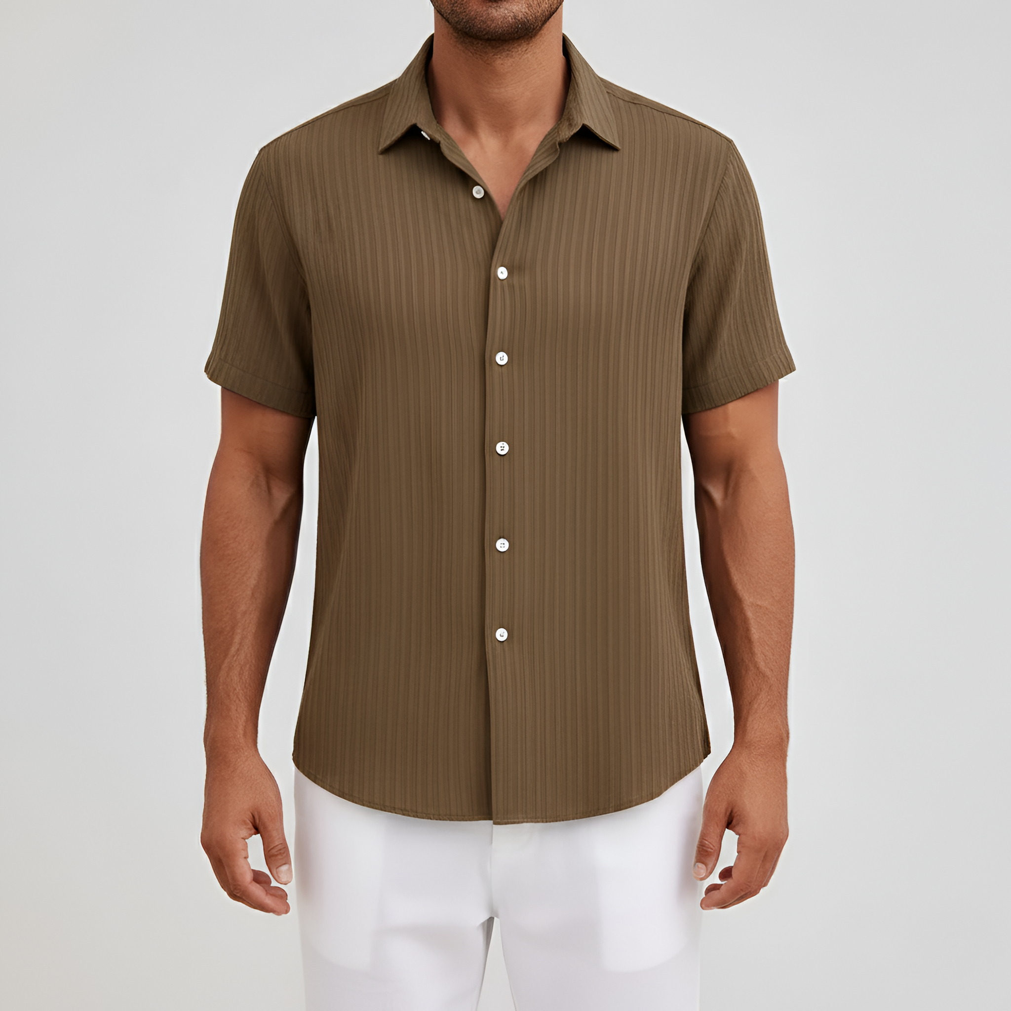 Camicia uomo a maniche corte con colletto e chiusura a bottoni camicia estiva