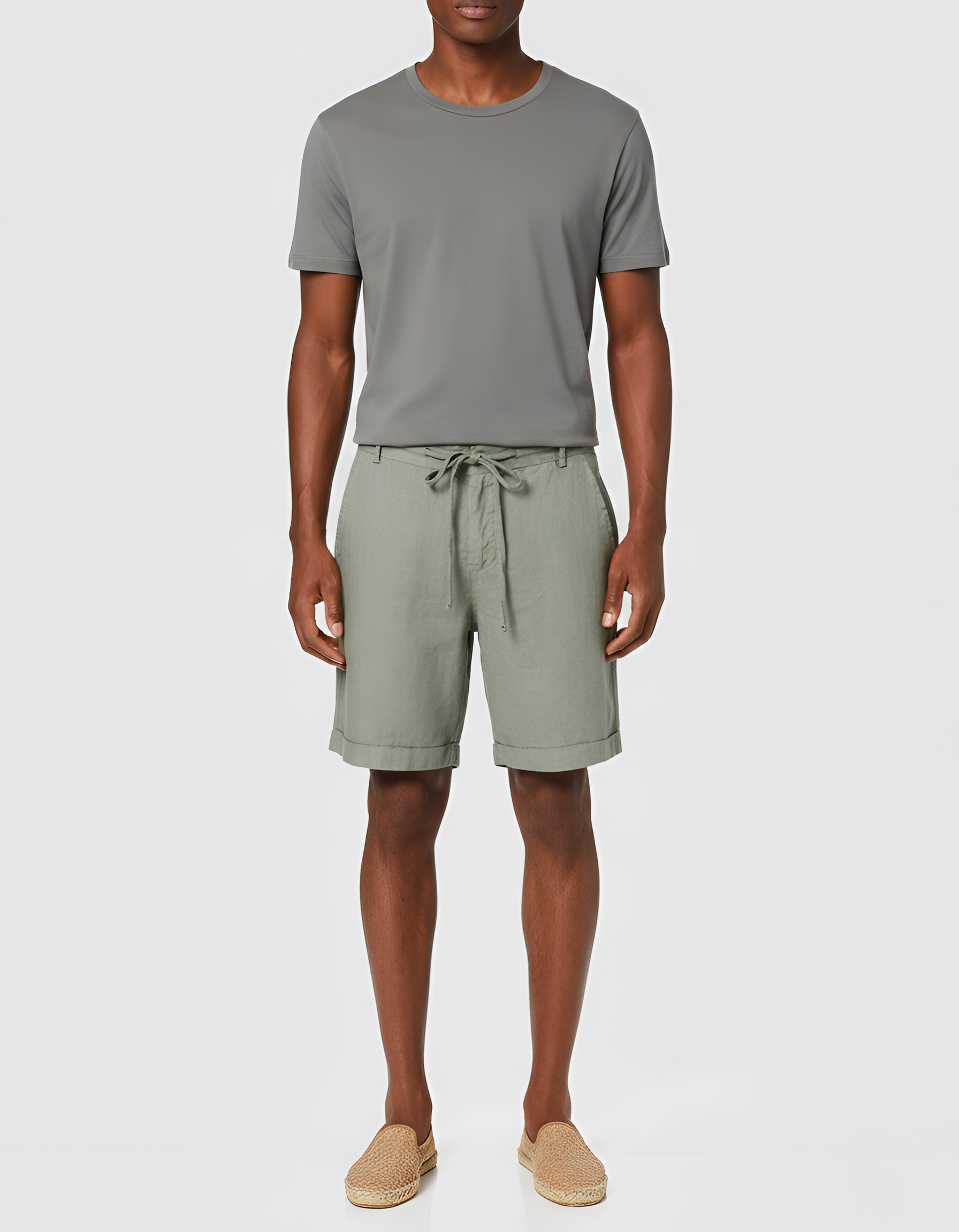 Calções de homem com cintura elástica e cordão, calções de verão