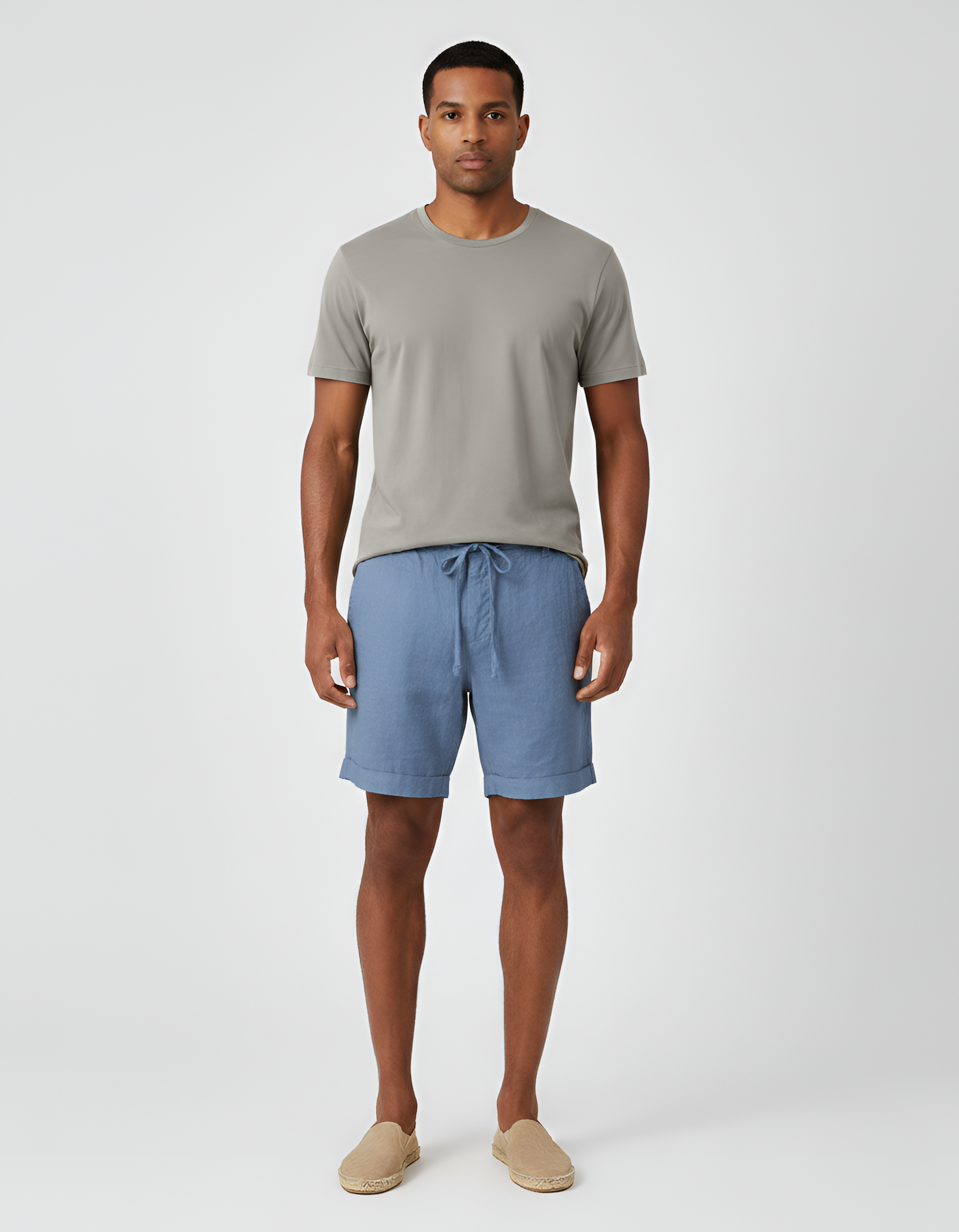 Calções de homem com cintura elástica e cordão, calções de verão