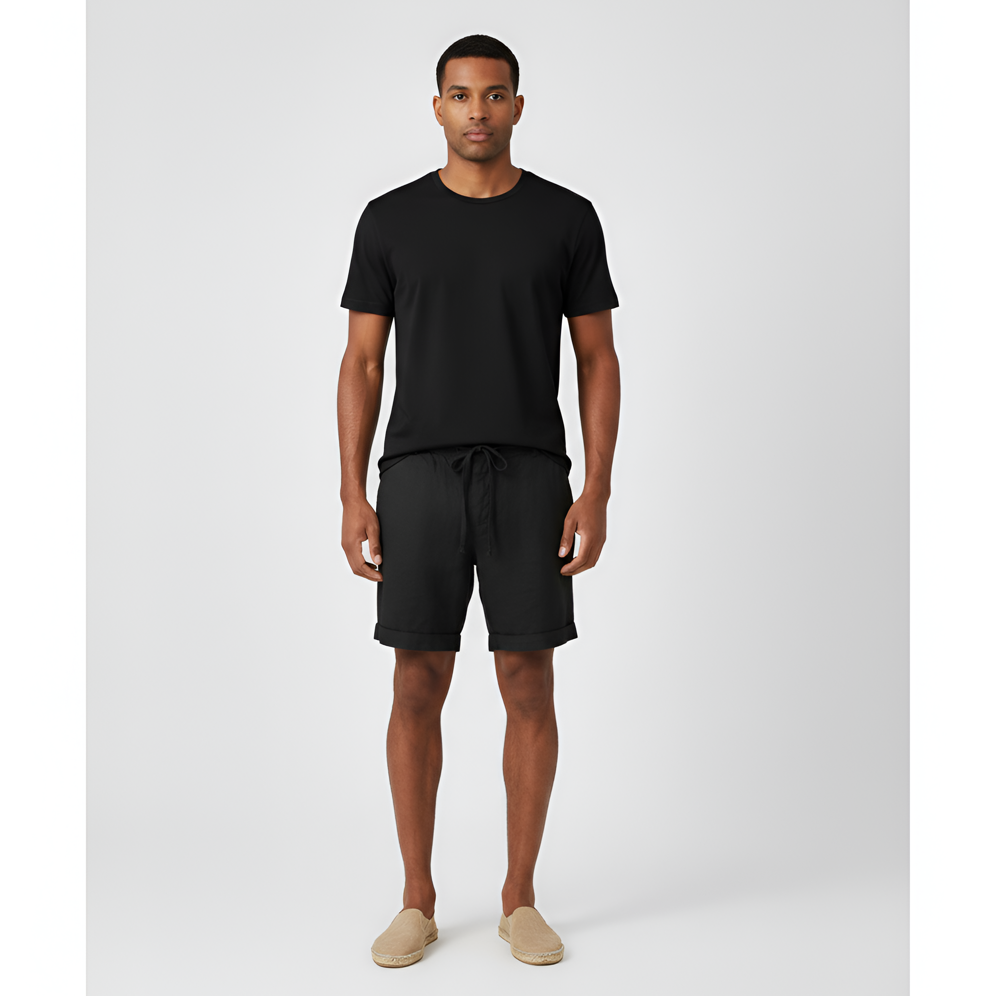 Calções de homem com cintura elástica e cordão, calções de verão