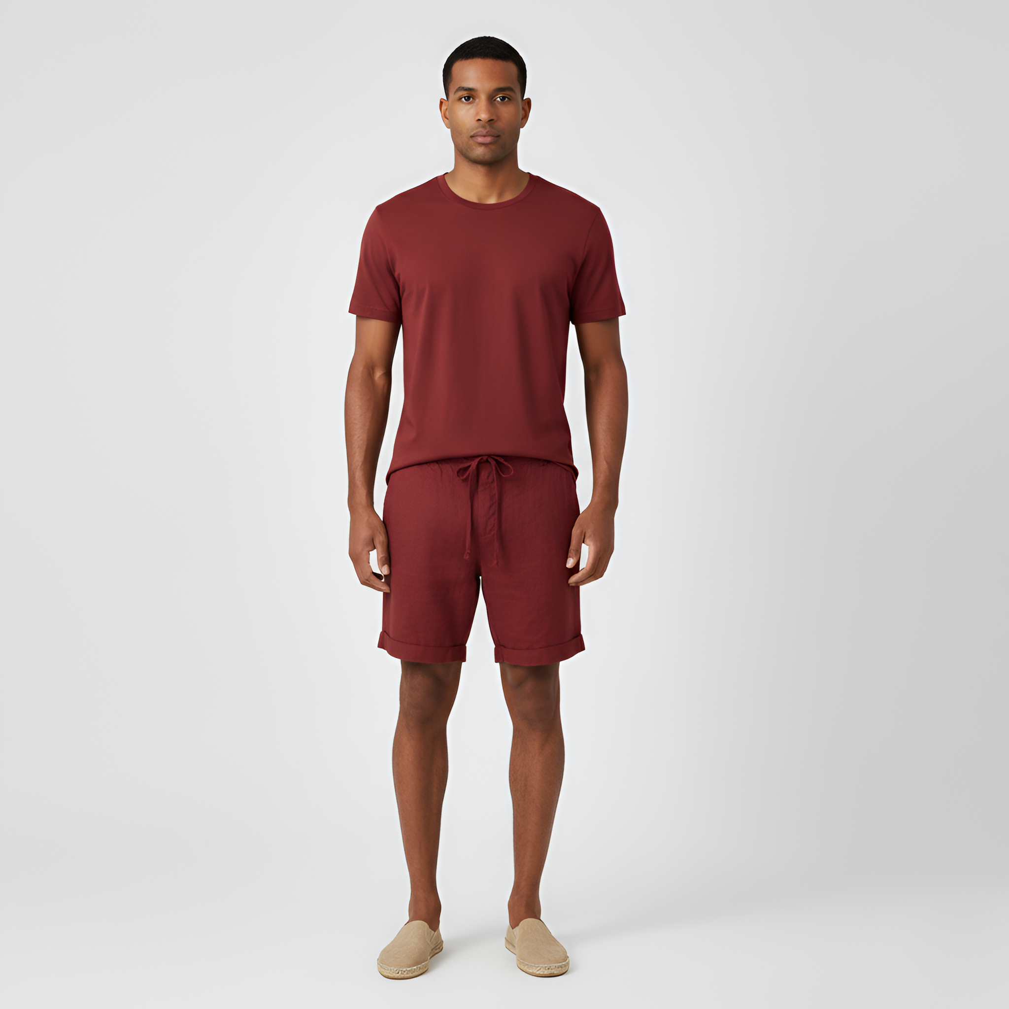 Calções de homem com cintura elástica e cordão, calções de verão