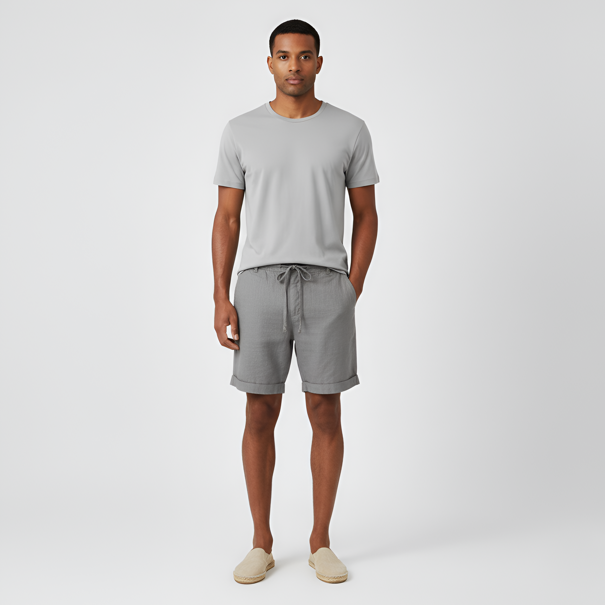 Calções de homem com cintura elástica e cordão, calções de verão