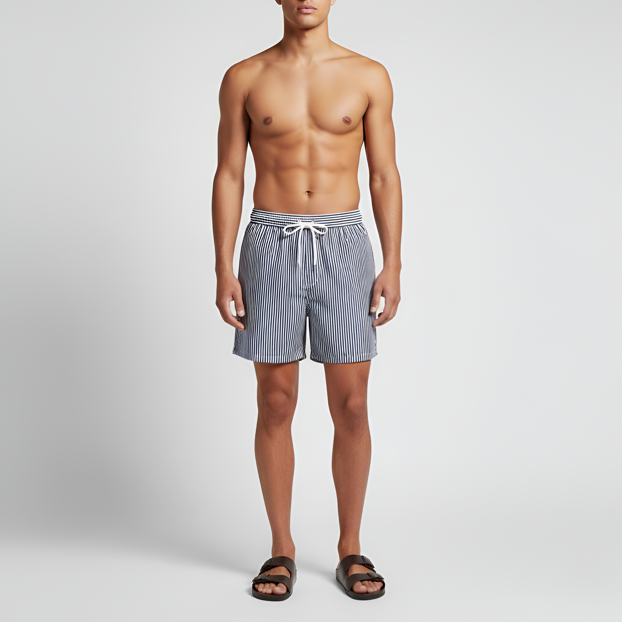 Pánské plavkové šortky s pruhy a elastickým pasem se šňůrkou
