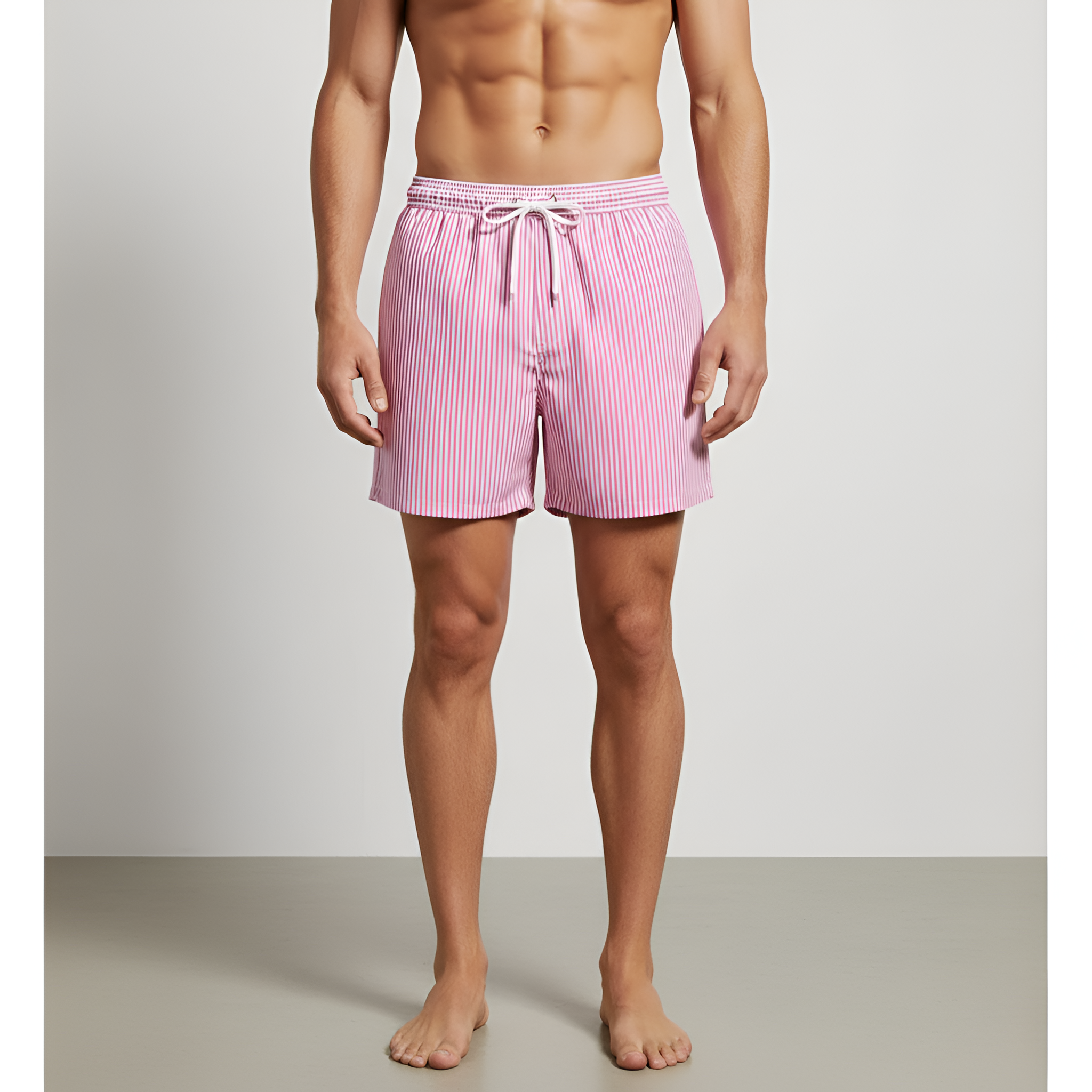 Pánské plavkové šortky s pruhy a elastickým pasem se šňůrkou