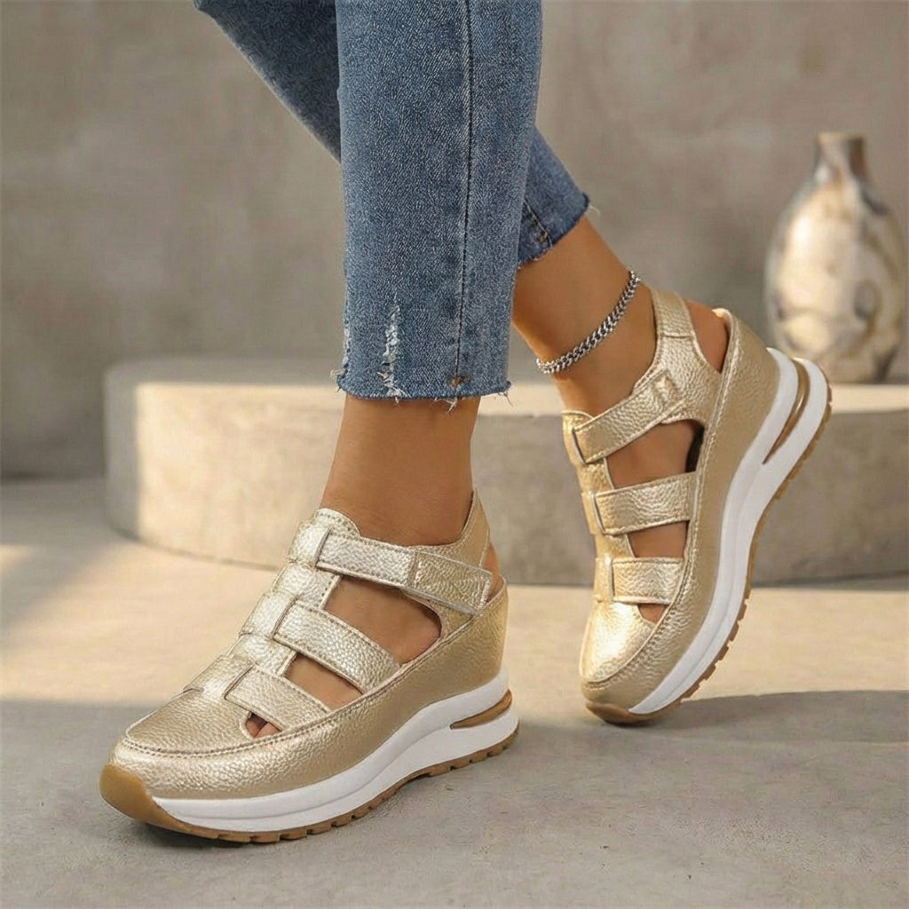 Sandales baskets plateforme orthopédiques Isabella | Sandales baskets à bout fermé découpé