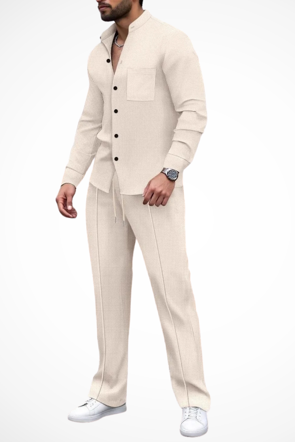 Barrington | Textured Button-Down Shirt and Pants 2-Piece Set for Men