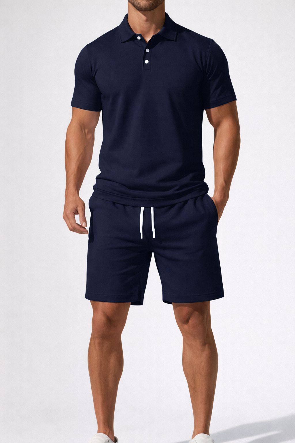 Dexter | Krátky rukáv polo tričko a šnurovacie šortky letný outfit set pre mužov
