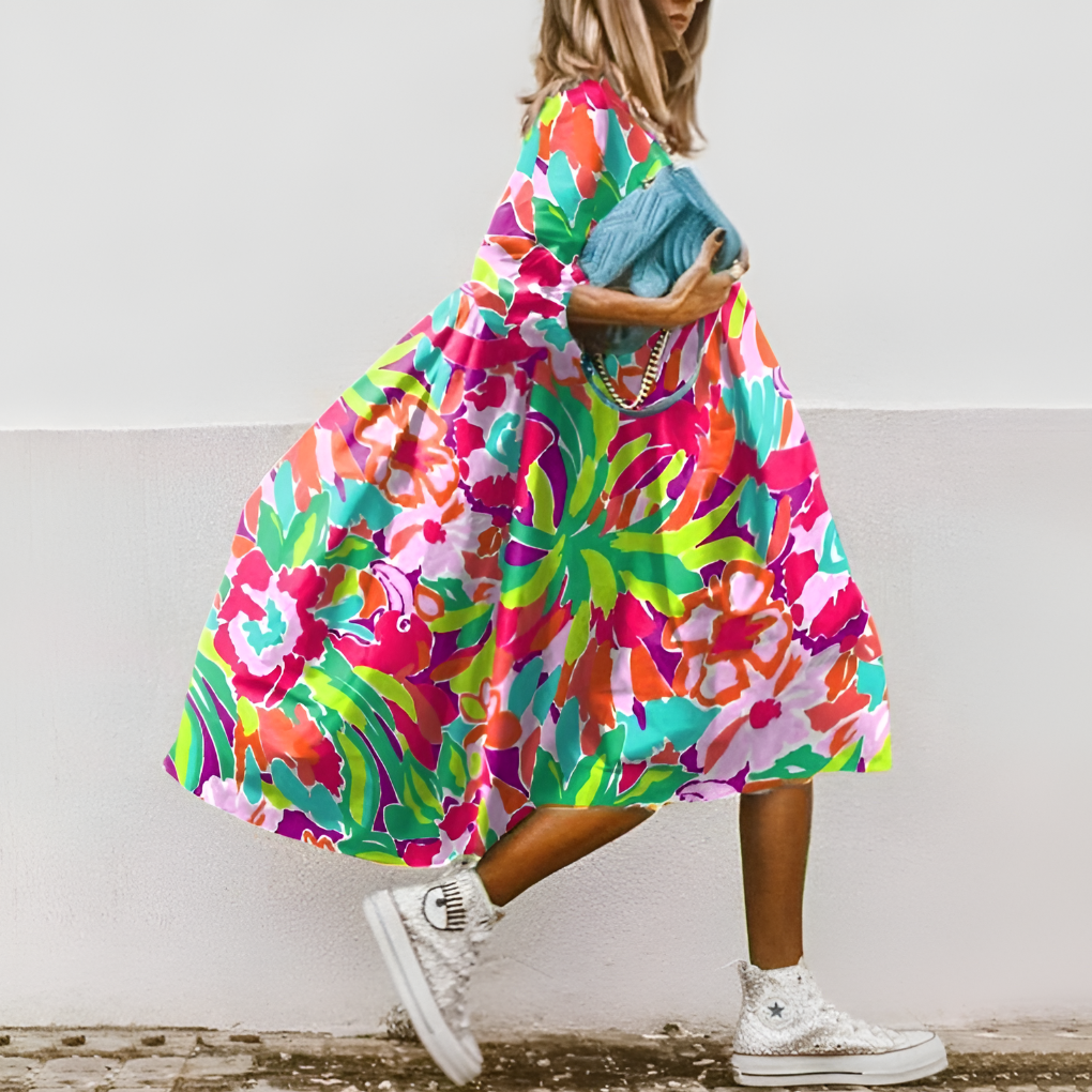 Vestido midi oversize con estampado floral