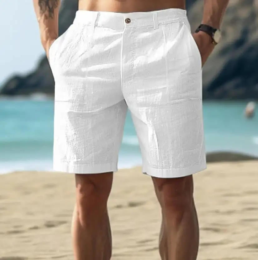 Pantaloni scurți de vară lejeri pentru bărbați din in