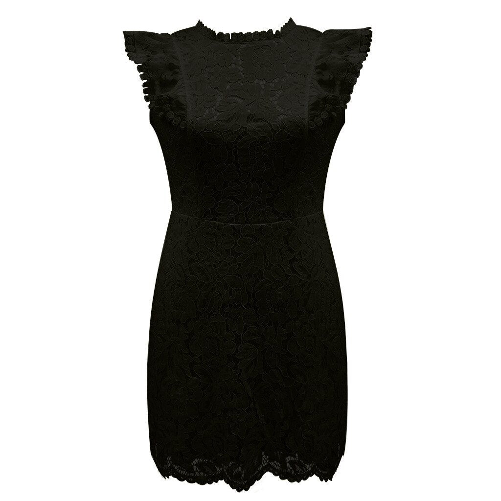 Petra Robe d'Été Femme en Dentelle Florale – Robe Midi Élégante Sans Manches à Coupe Ajustée pour Mariage, Cocktail & Soirée