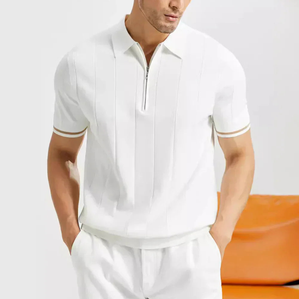 Polo de manga corta con cremallera para hombre