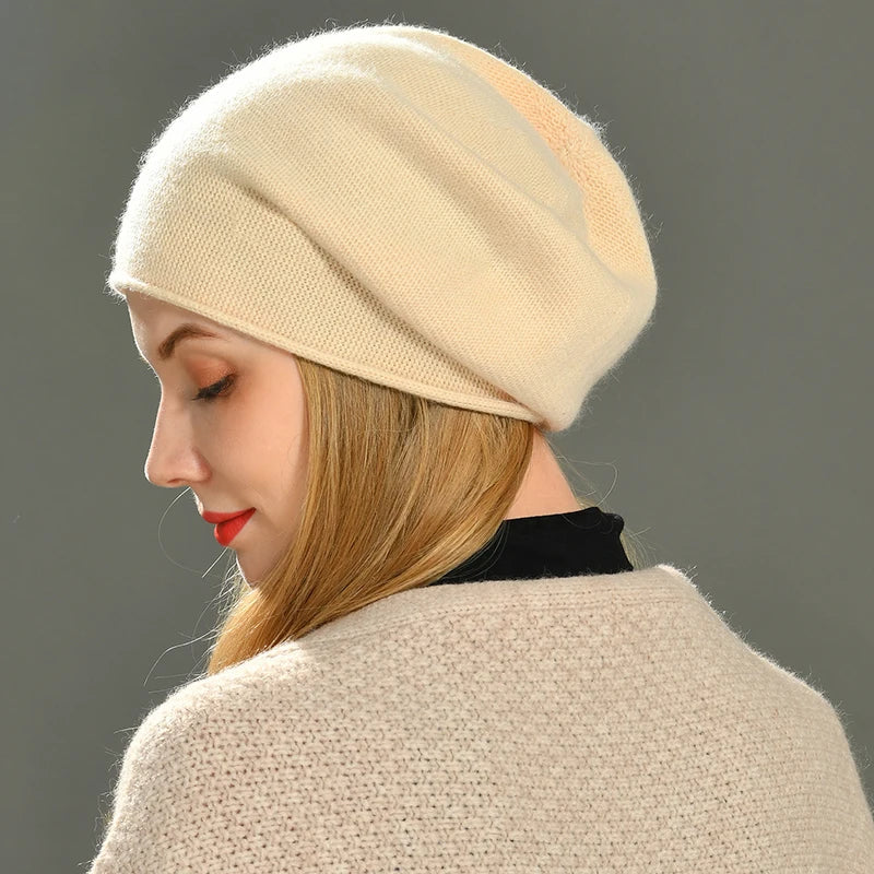 Cashmere Beanie til Kvinder med Blød Pasform