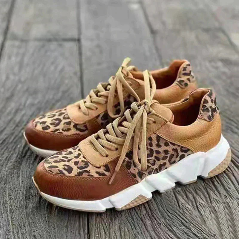 Leopard Sneakers til Dame – Komfortable Hverdagssko med Snørebånd
