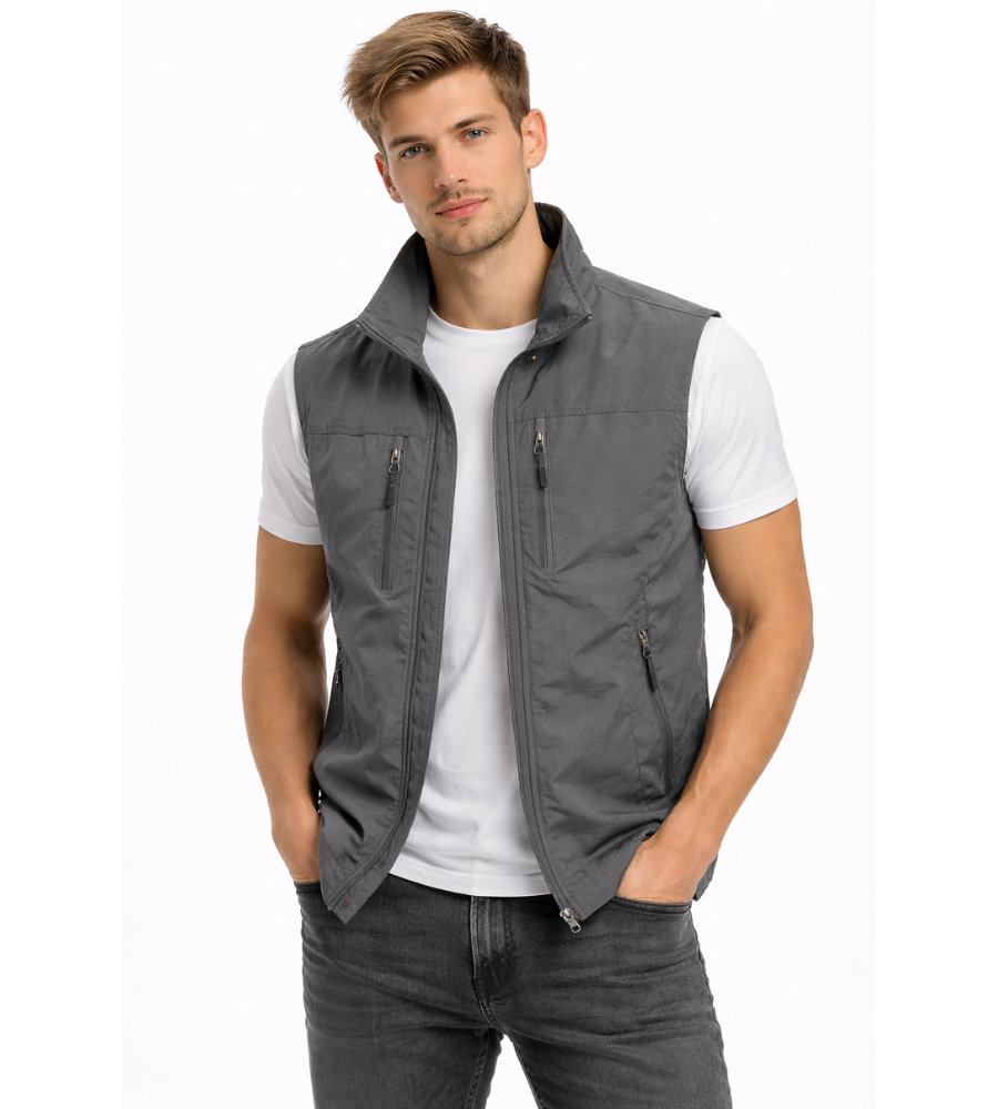 Herre Bodywarmer med Lynlås og Ståkrave – Let Outdoor Vest