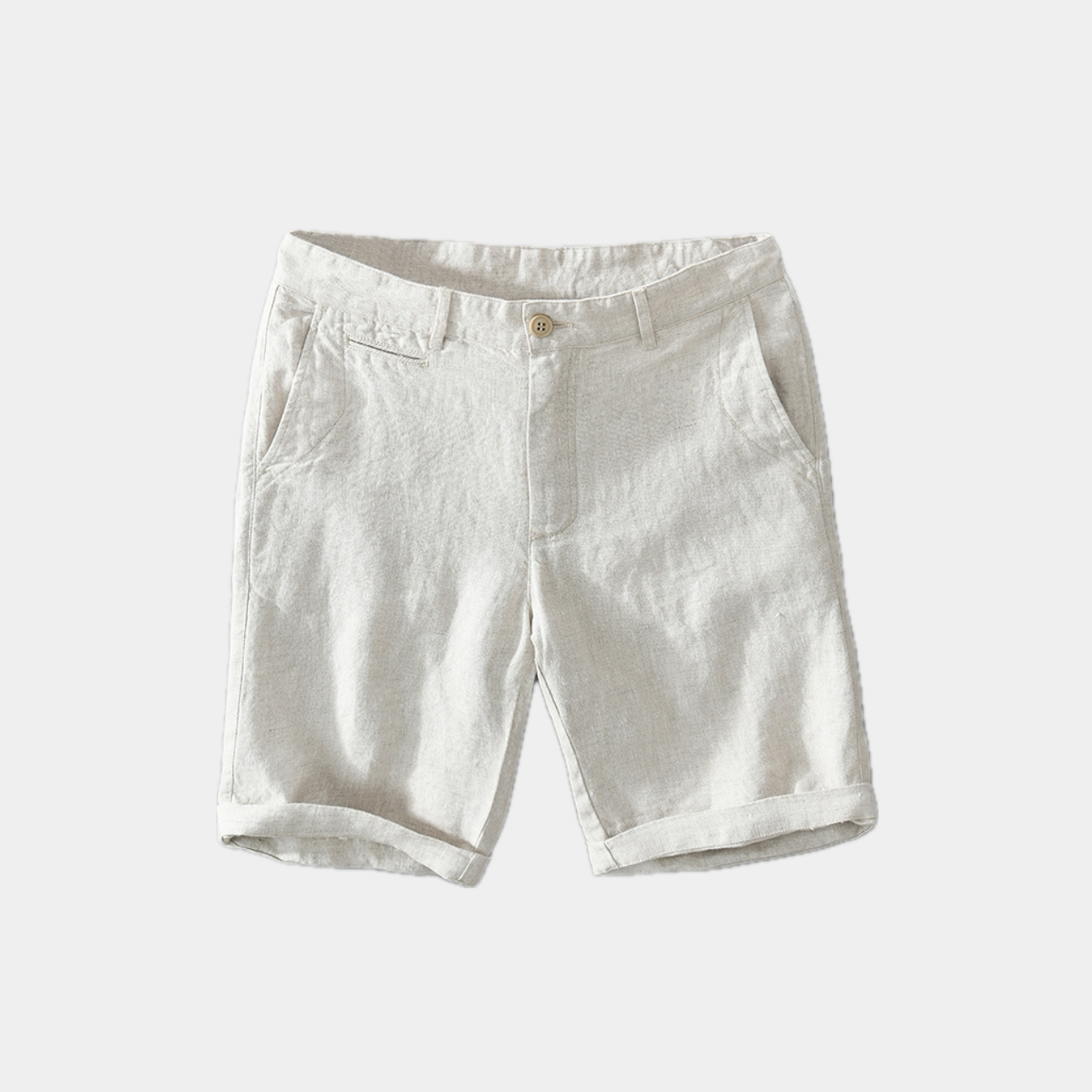 Elegante herre sommer slim fit shorts i linned med sidelommer