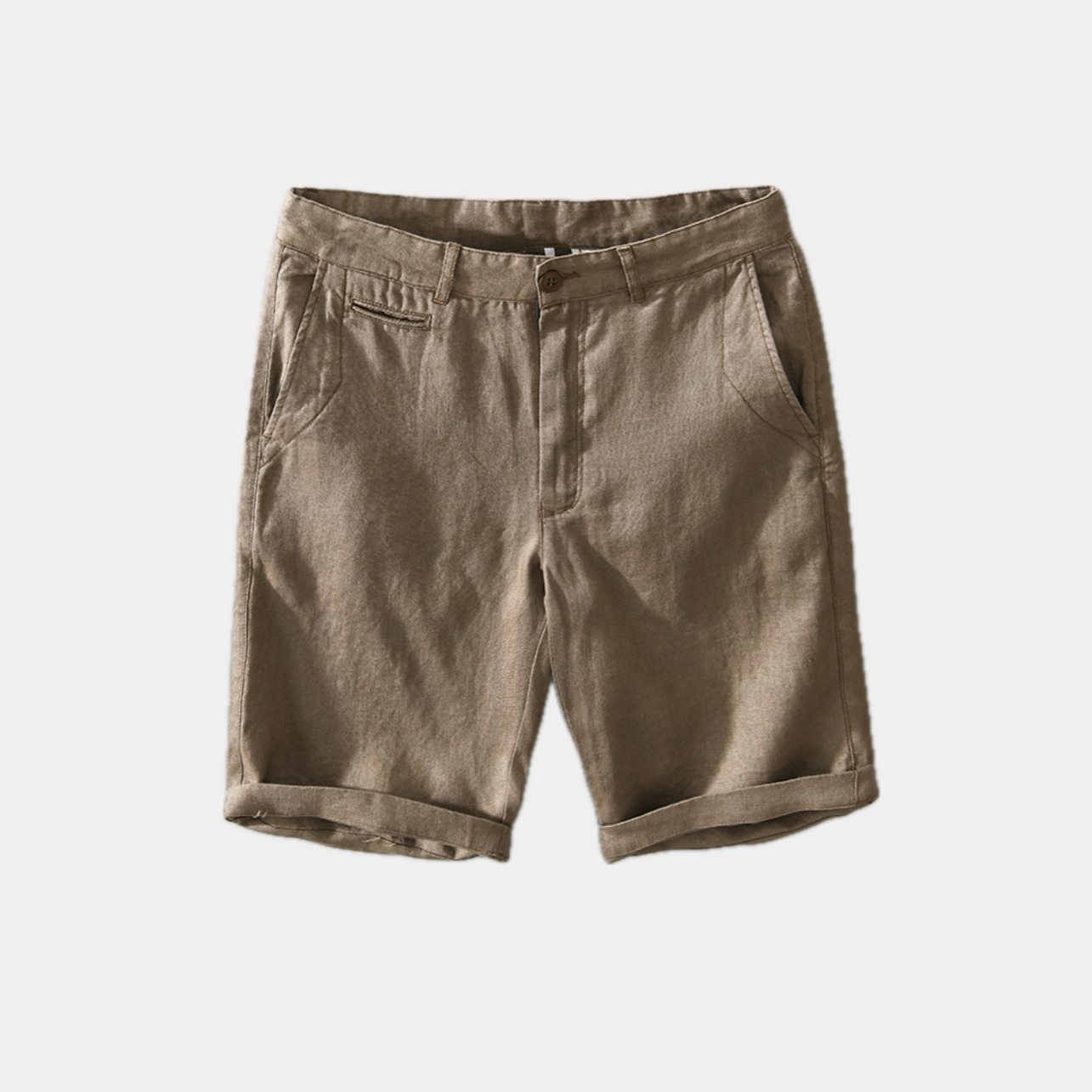 Elegante herre sommer slim fit shorts i linned med sidelommer
