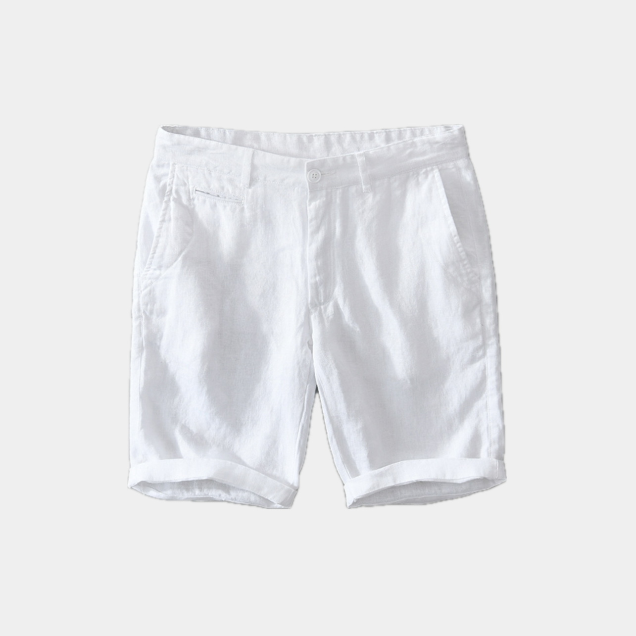 Elegante herre sommer slim fit shorts i linned med sidelommer