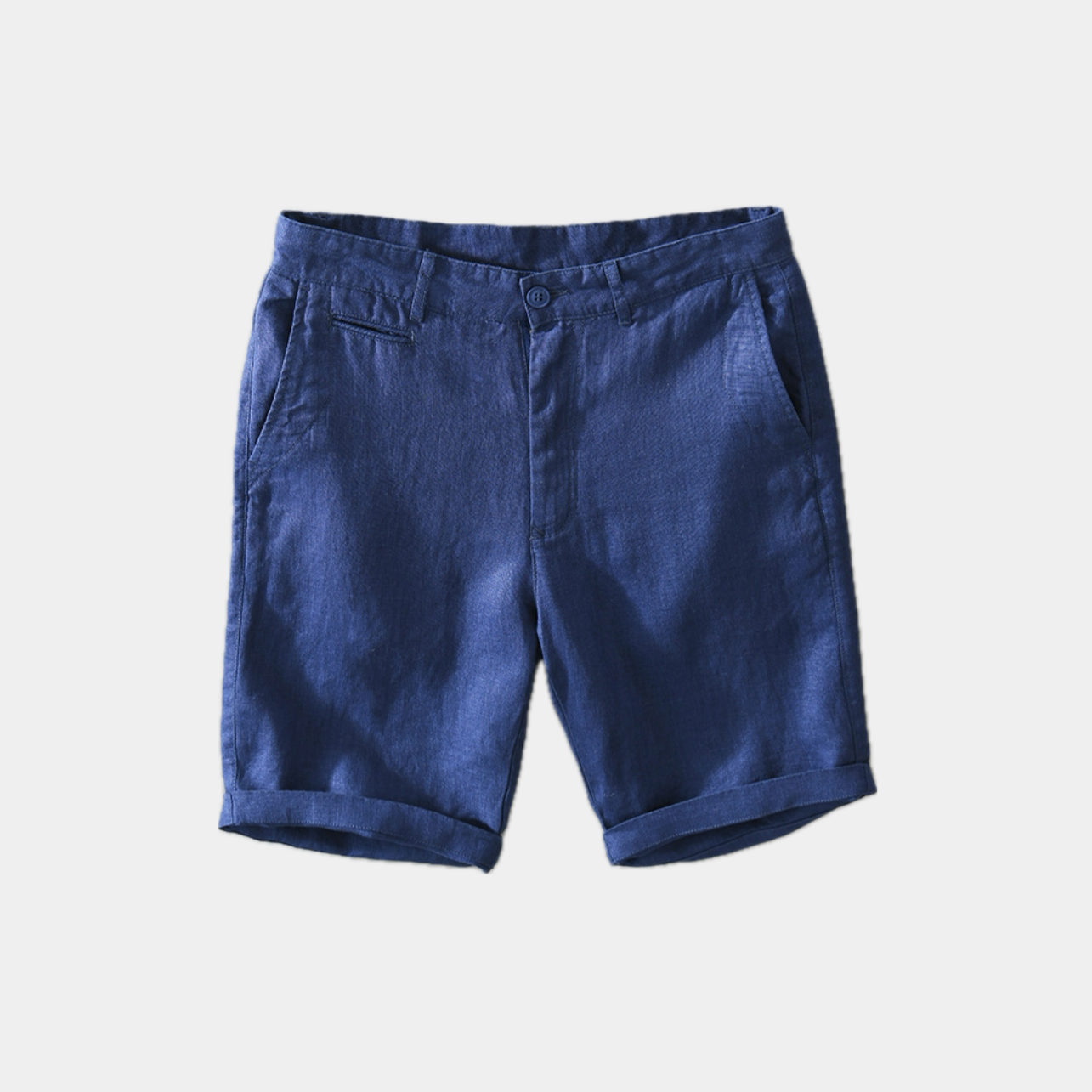 Elegante herre sommer slim fit shorts i linned med sidelommer