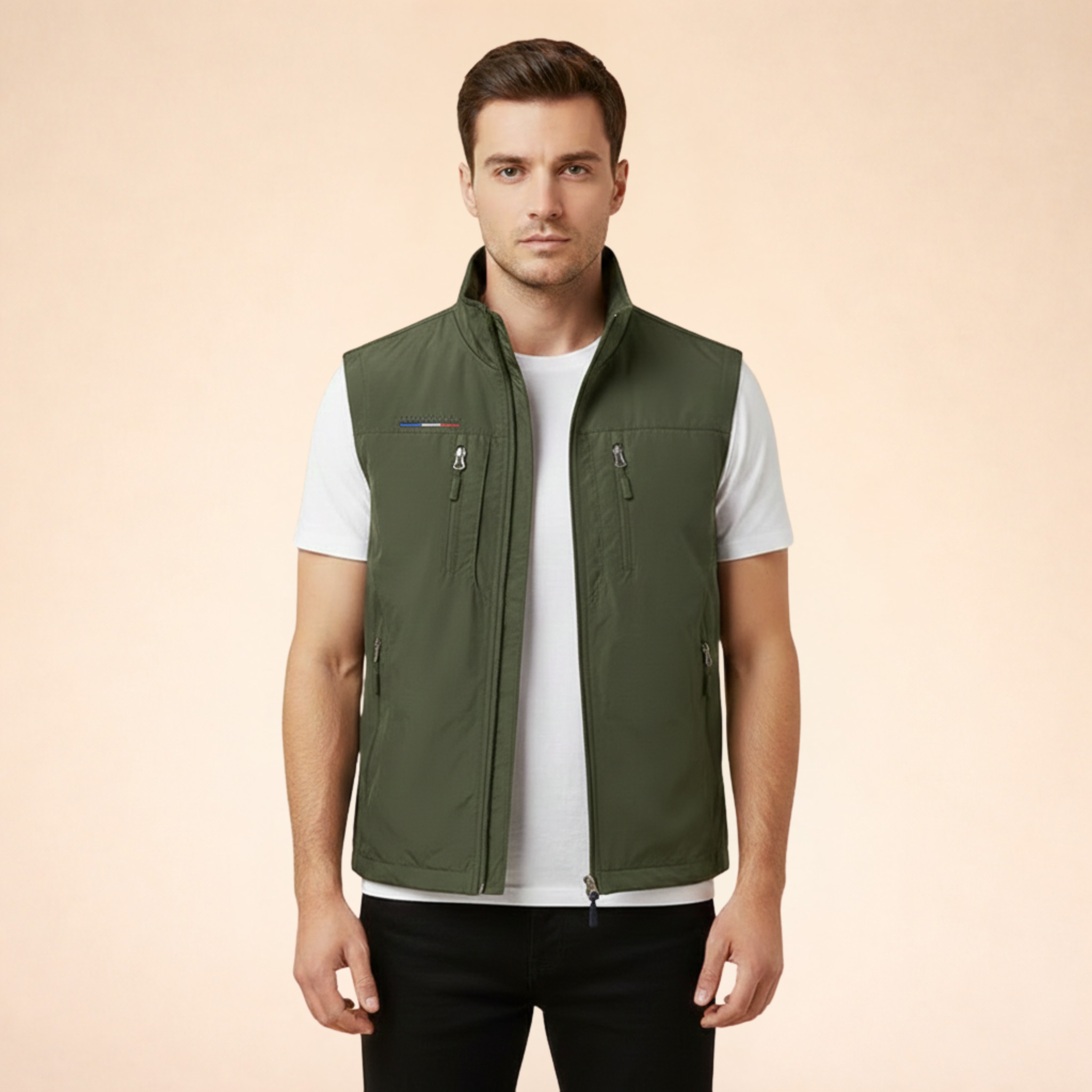 Herre Cargo Vest med Lynlås og Flere Lommer til Outdoor