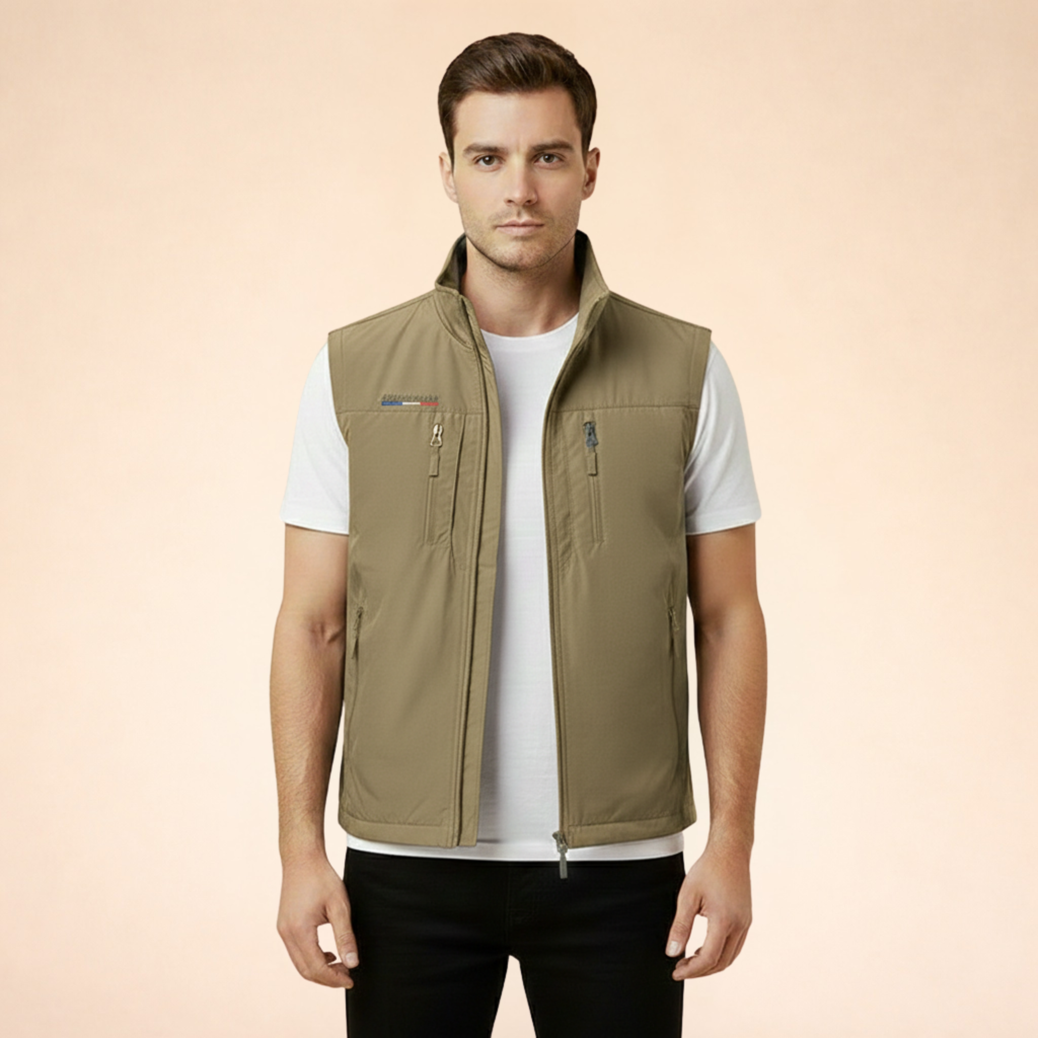 Herre Cargo Vest med Lynlås og Flere Lommer til Outdoor