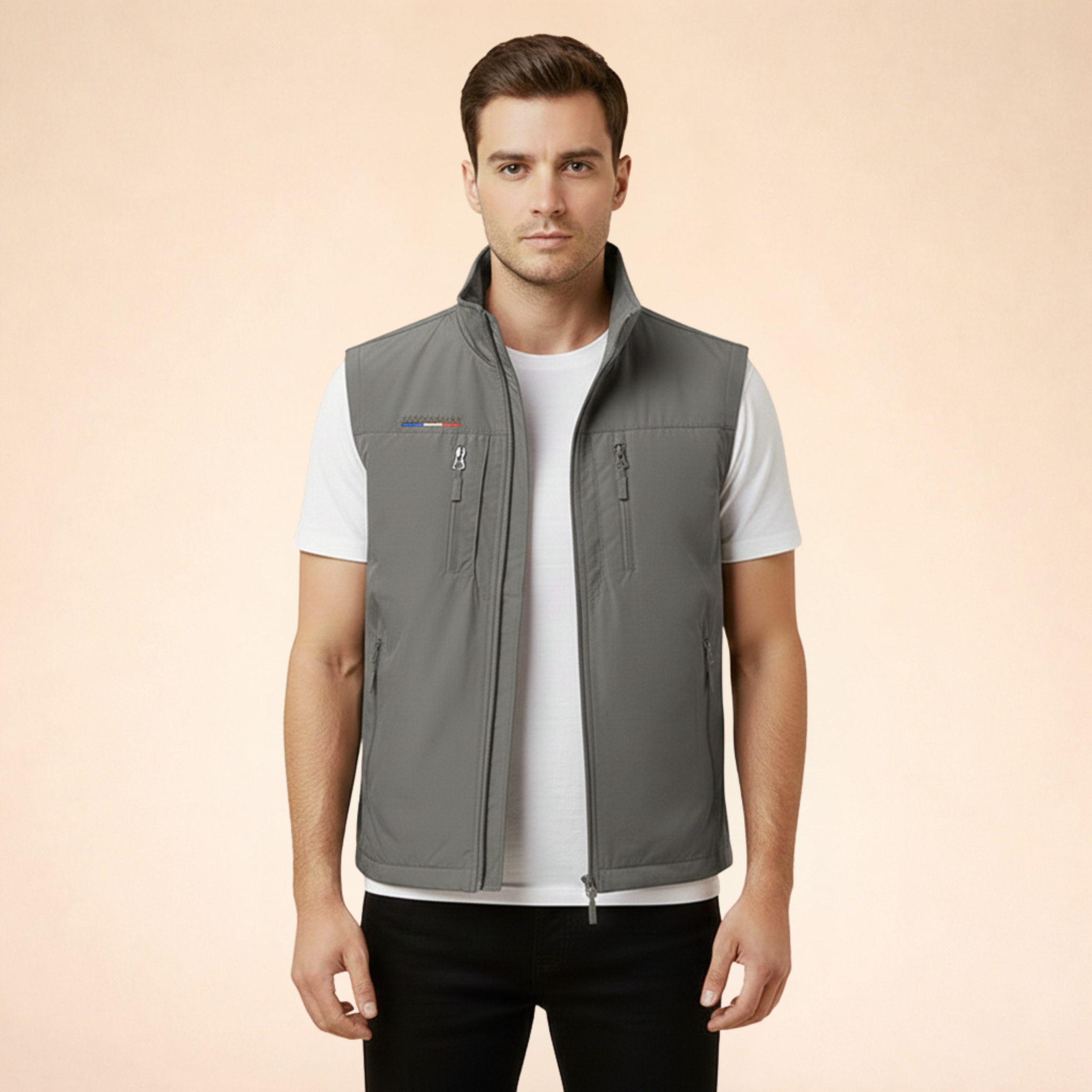 Herre Cargo Vest med Lynlås og Flere Lommer til Outdoor