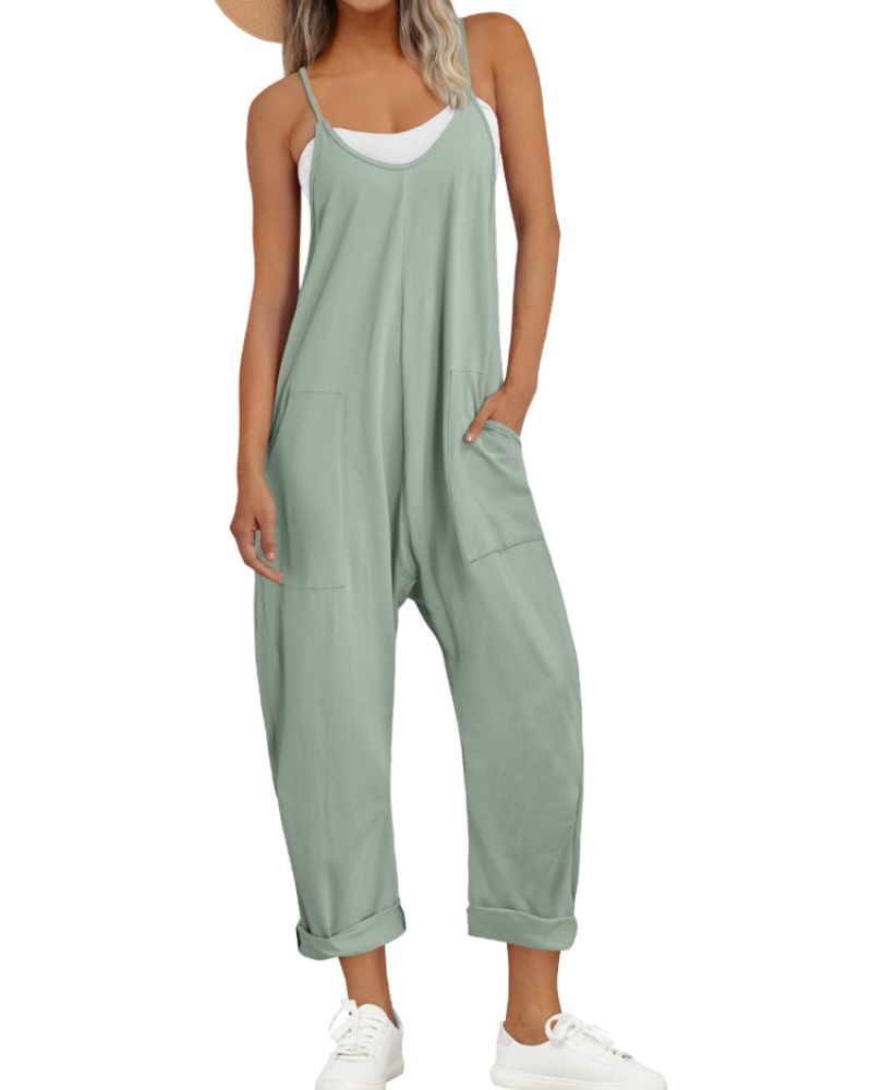 Løs Sommer Jumpsuit til Dame med Brede Stropper