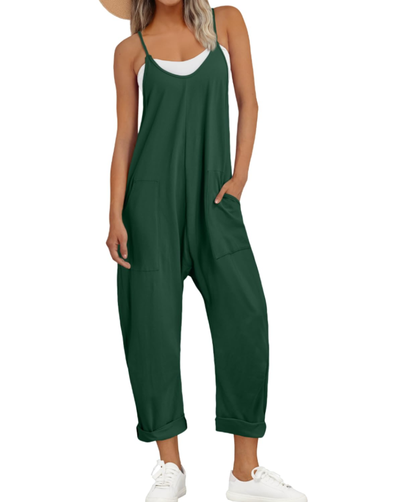 Løs Sommer Jumpsuit til Dame med Brede Stropper