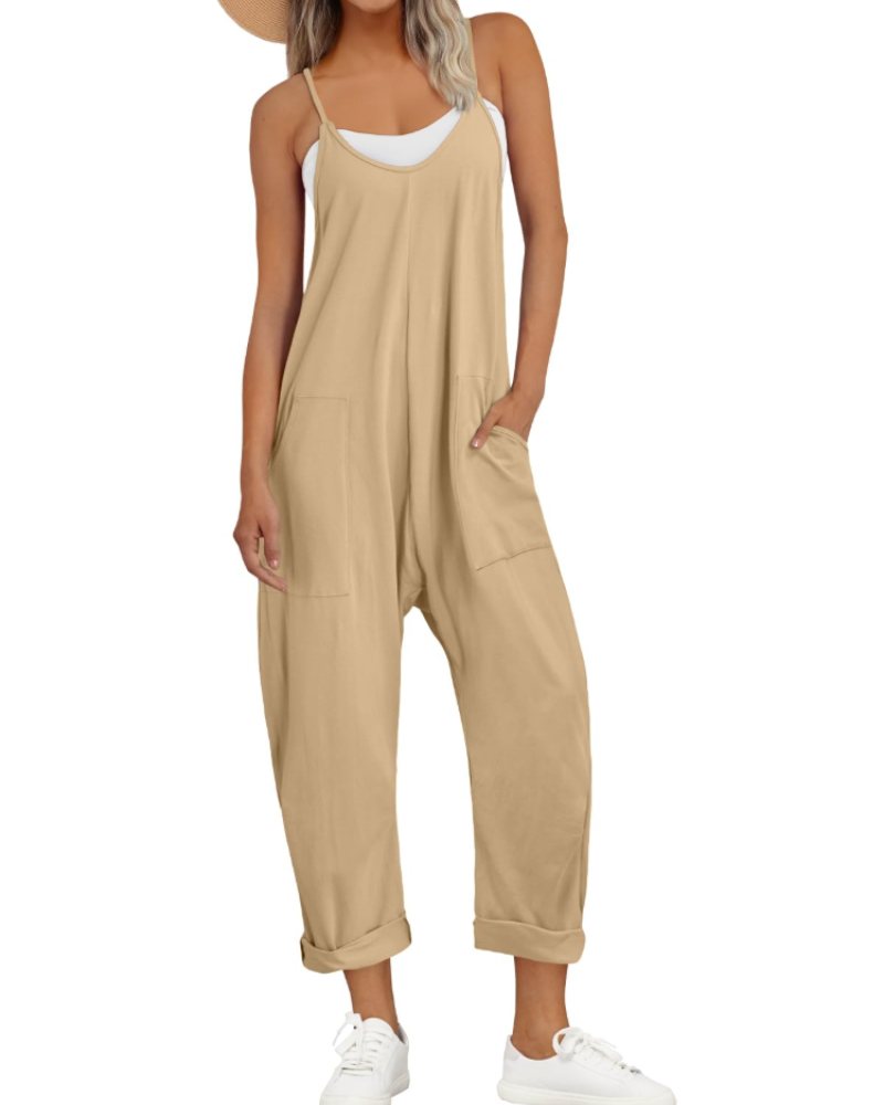 Løs Sommer Jumpsuit til Dame med Brede Stropper