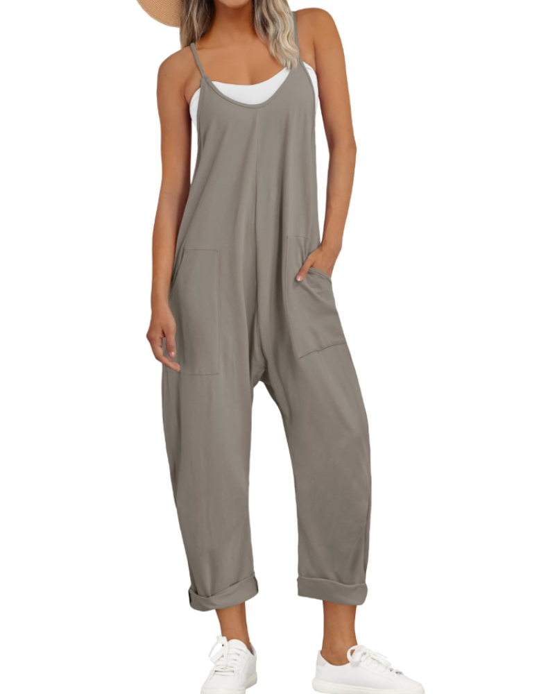 Løs Sommer Jumpsuit til Dame med Brede Stropper
