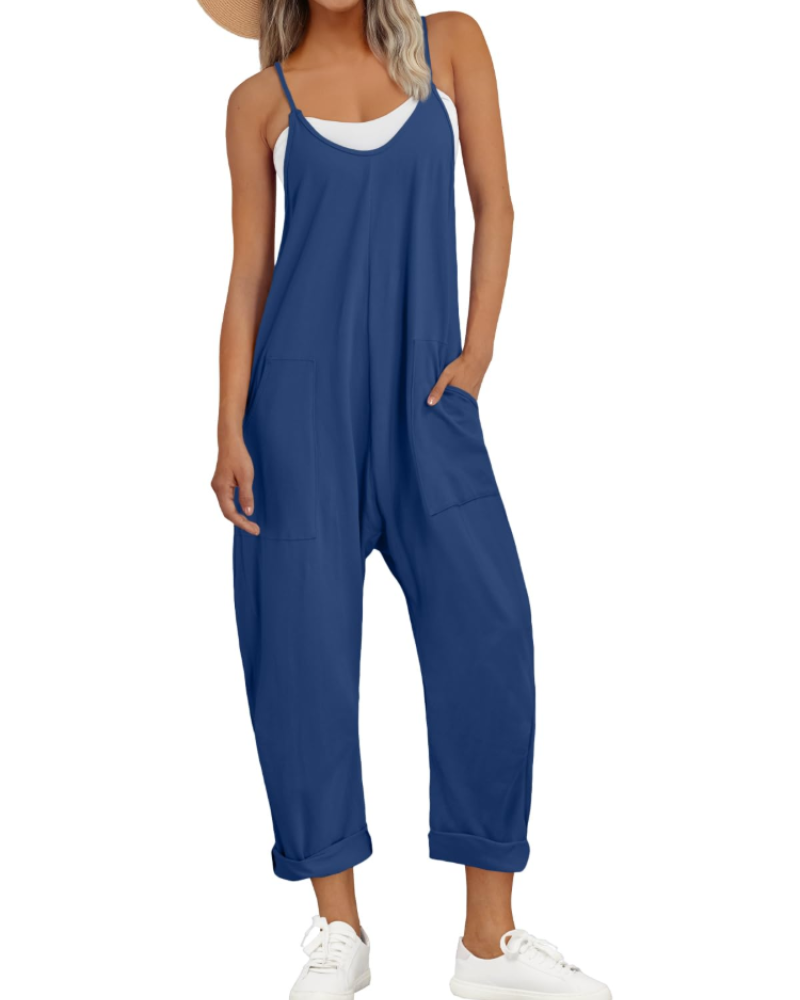Løs Sommer Jumpsuit til Dame med Brede Stropper